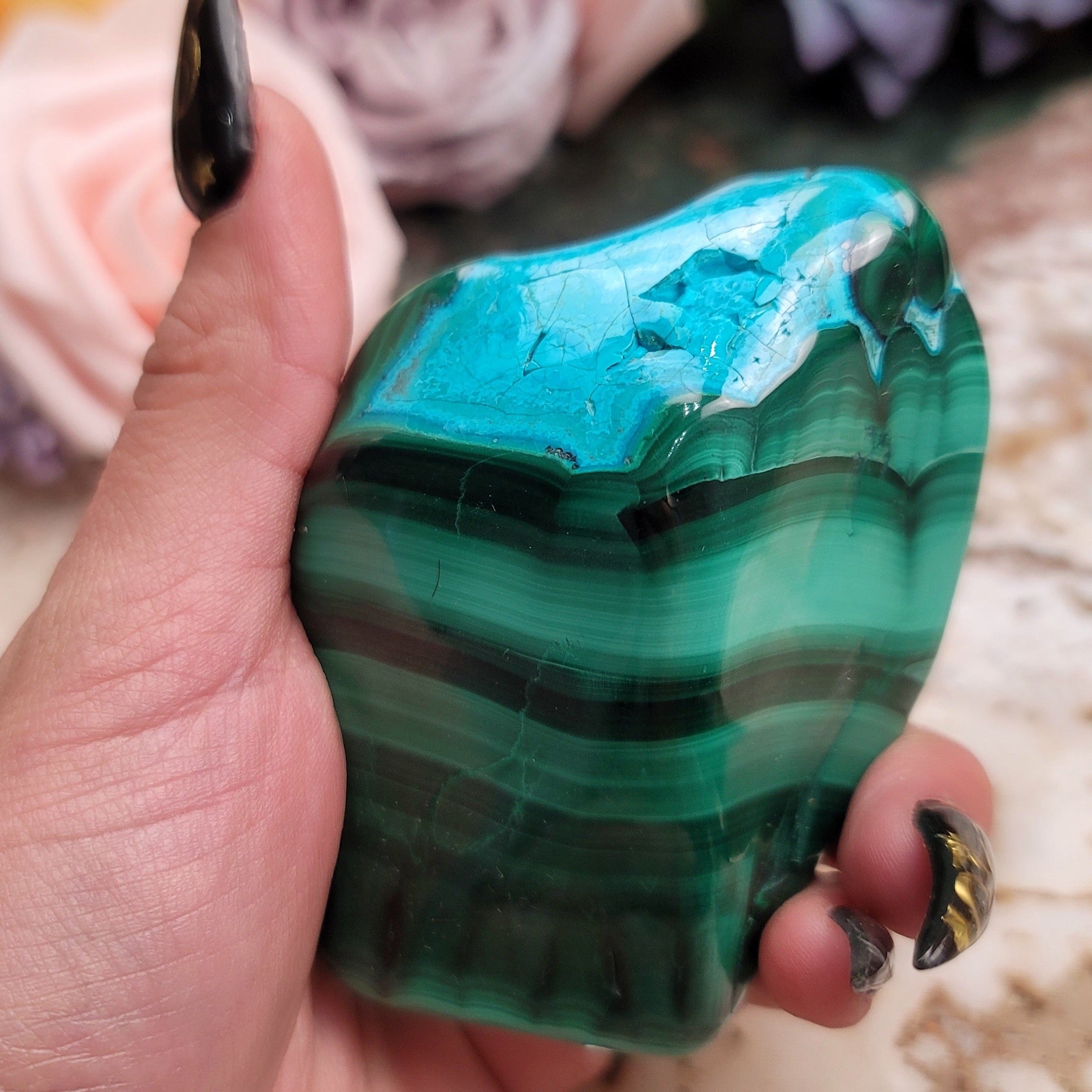 Chrysocolla with Malachite Freeform for Empowerment, Harmony and Truth