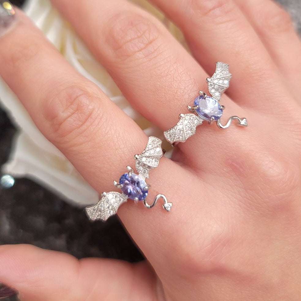 Tanzanite Wicked Wingz Ring Adjustable Ring .925 Silver