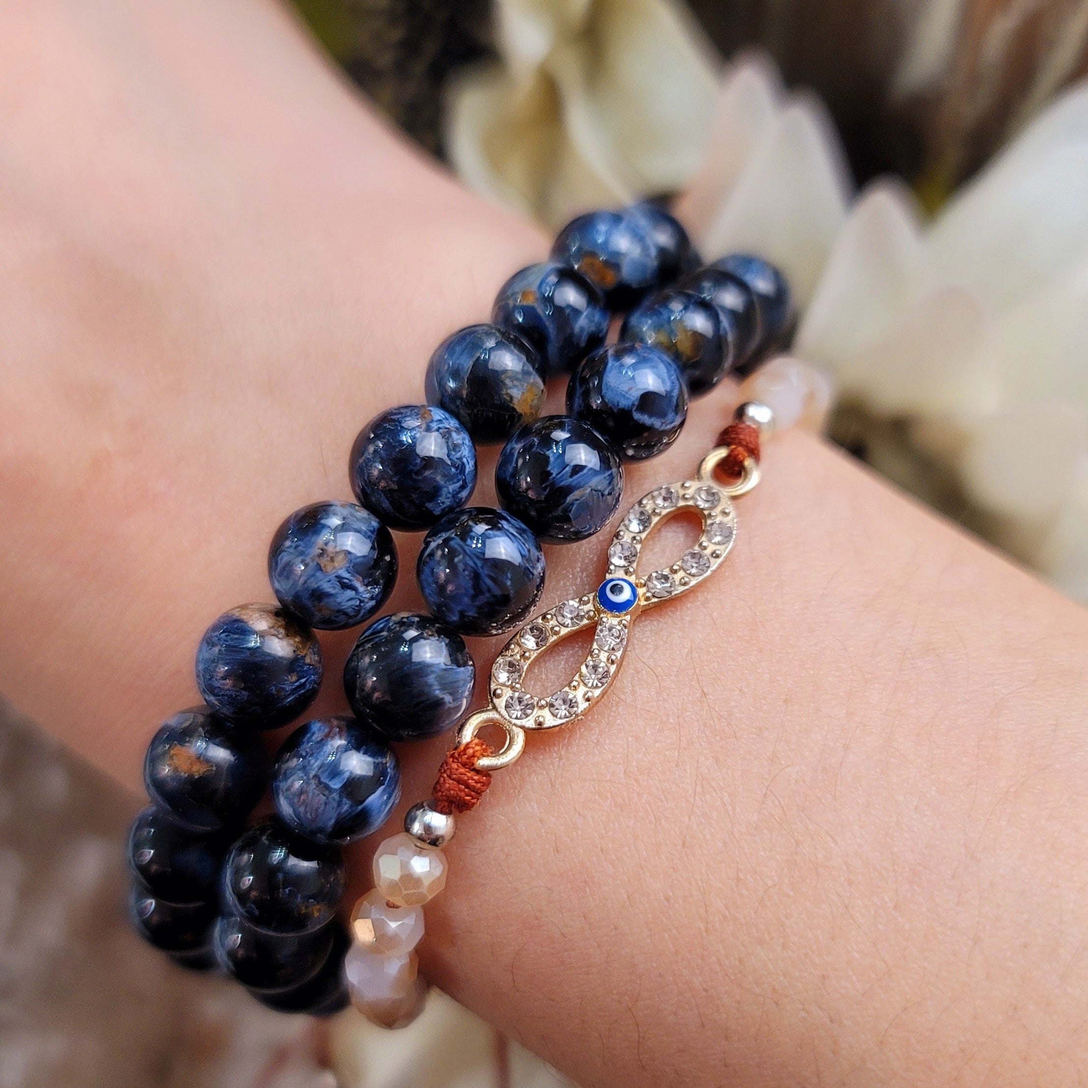 Bracelet Blue Pietersite Stone Genuine Natural Pietersite Blue