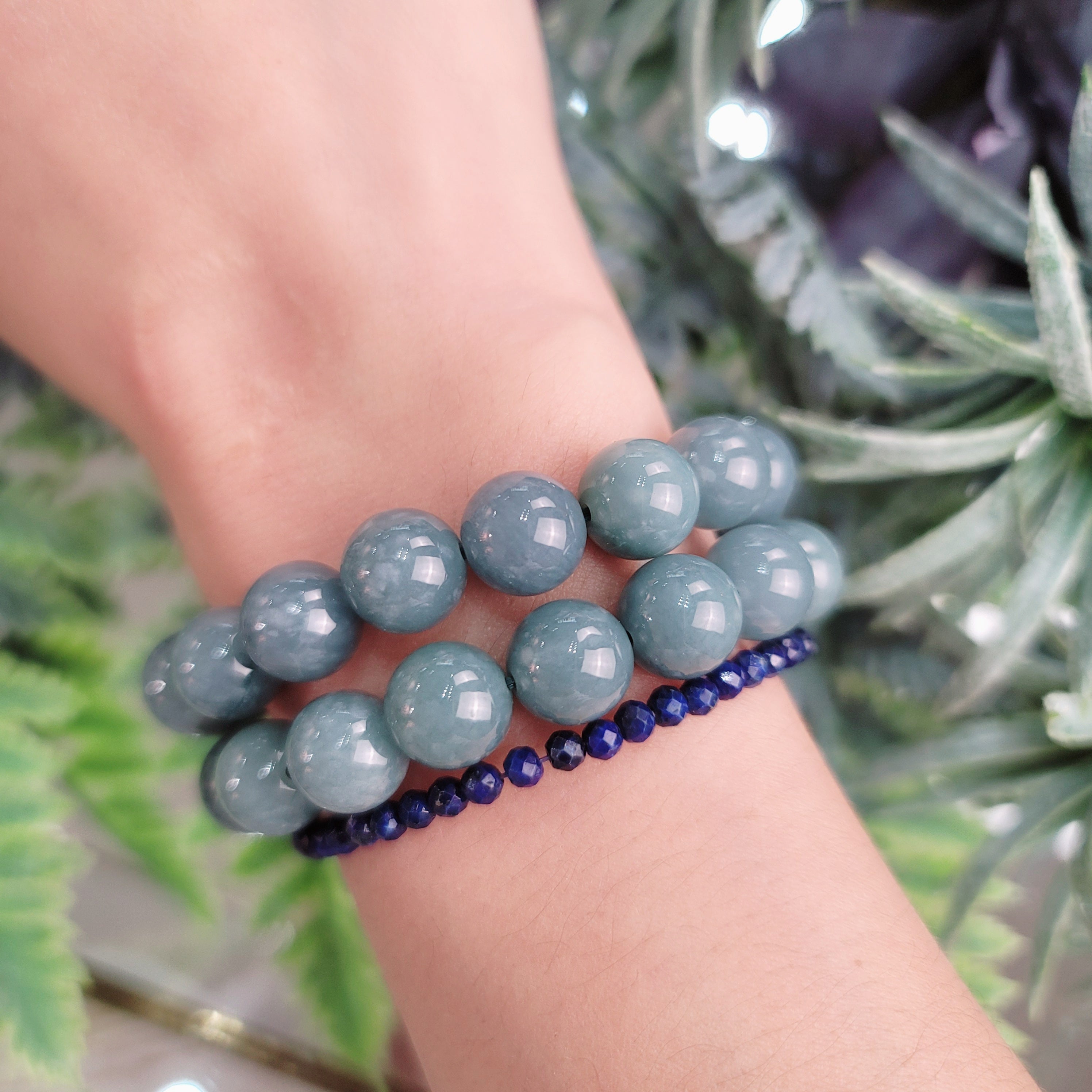 Blue Jadeite Bracelet (AA Grade) for Acceptance and Peace and Serenity