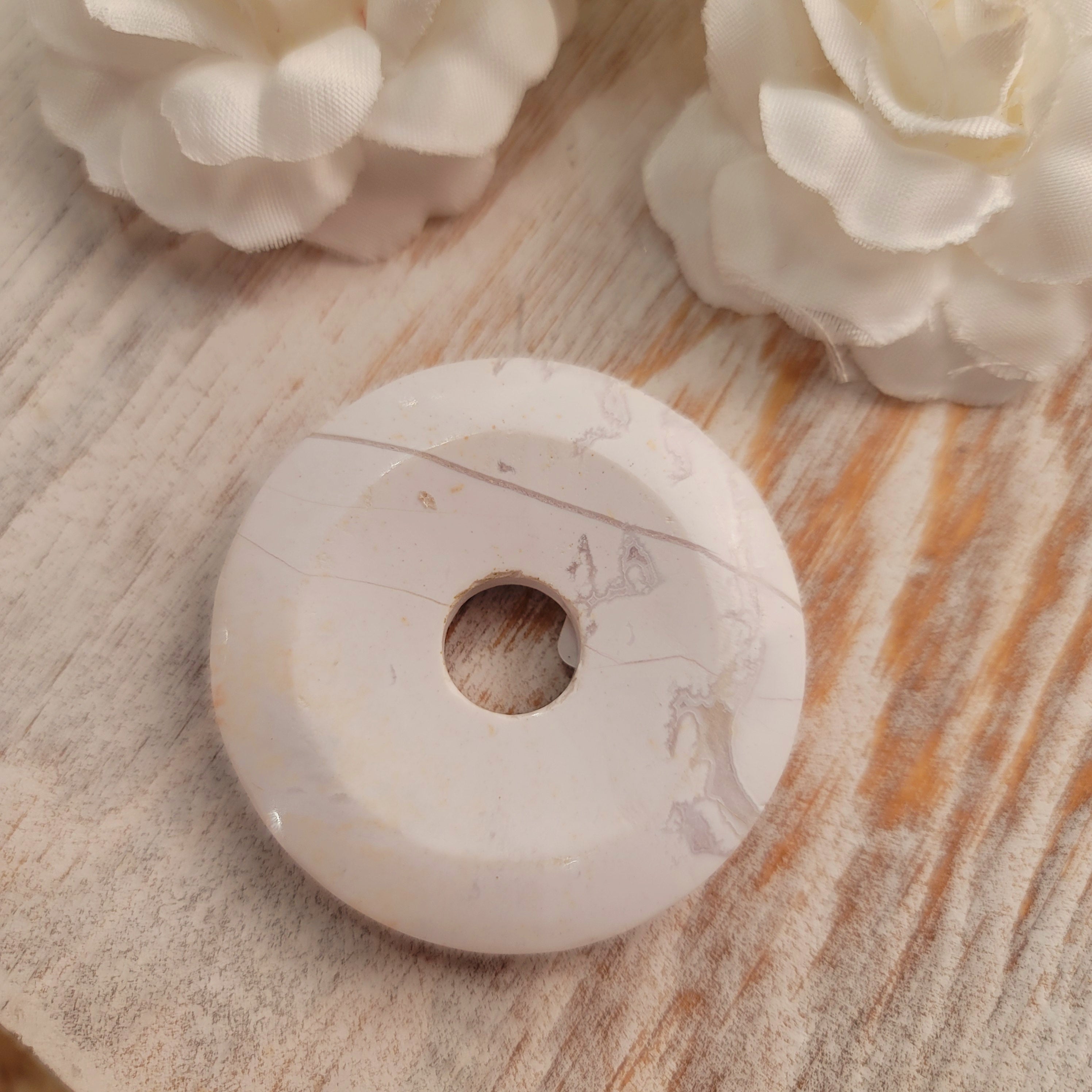 White Plume Agate Donut Pendants for Decision Making and Peace