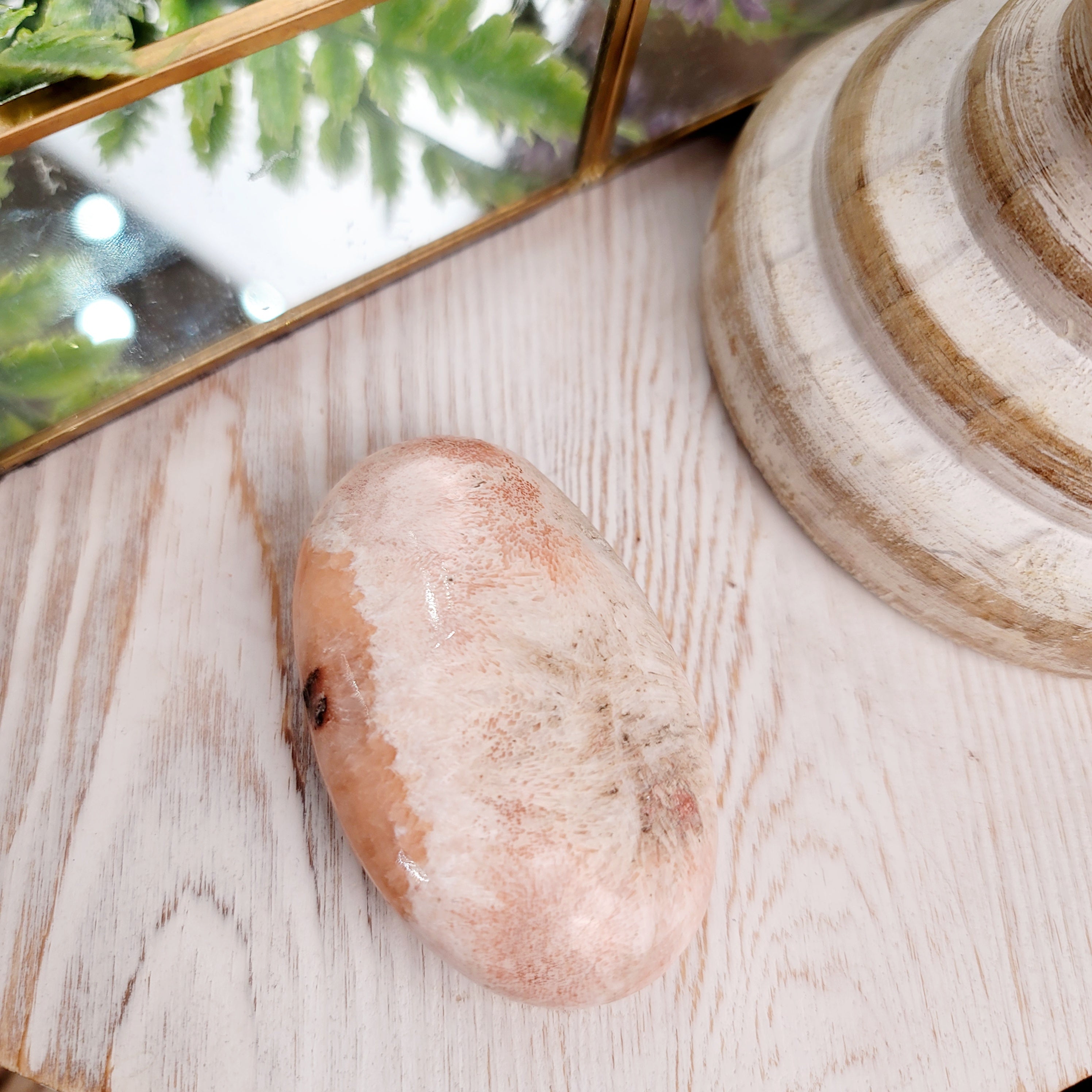 Scolecite with Peach Stilbite Palm Stones