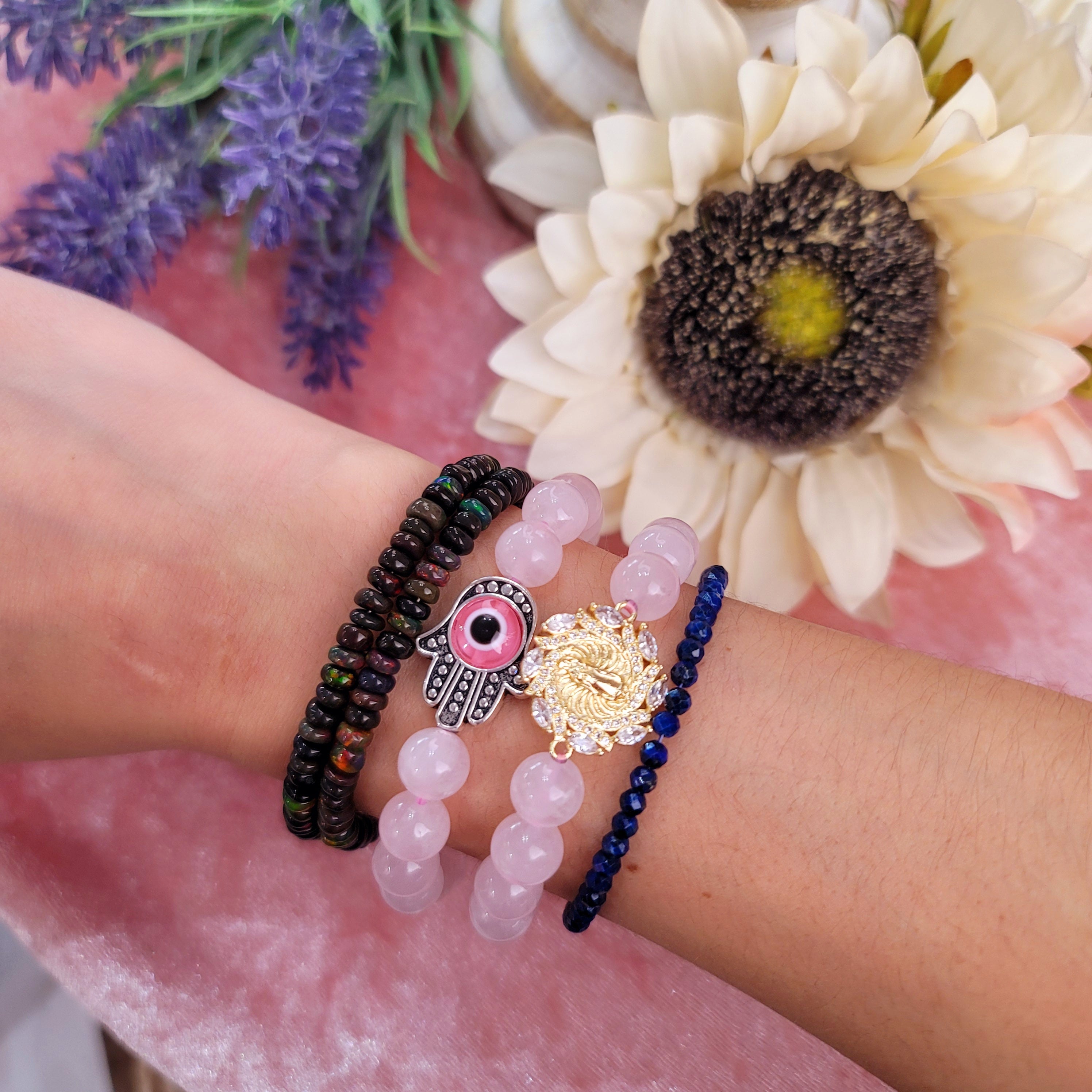 Black Opal Magnetic Bracelet 925 sliver for cleansing, strength and soul healing