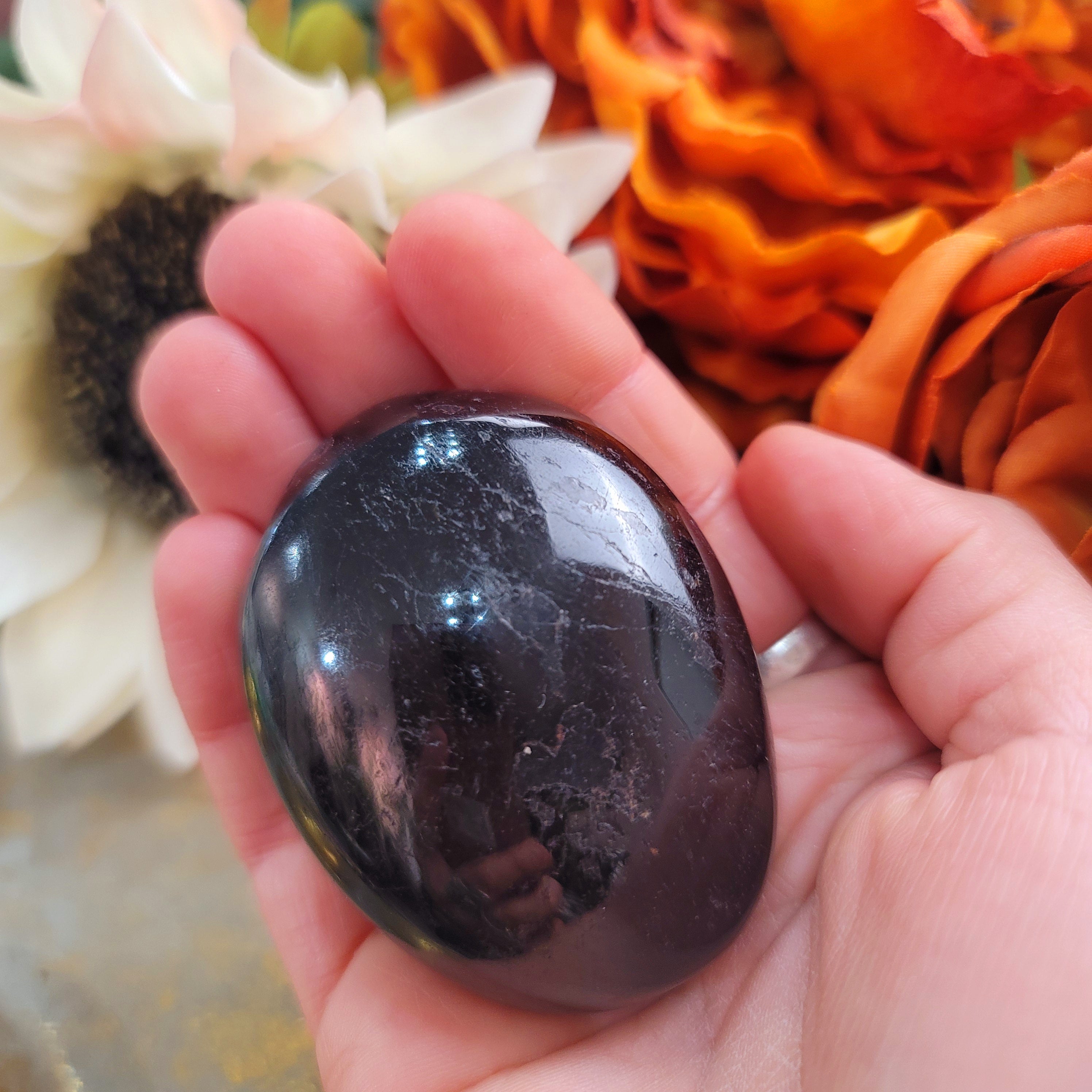 Black Tourmaline Palm Stone for Protection of your Aura