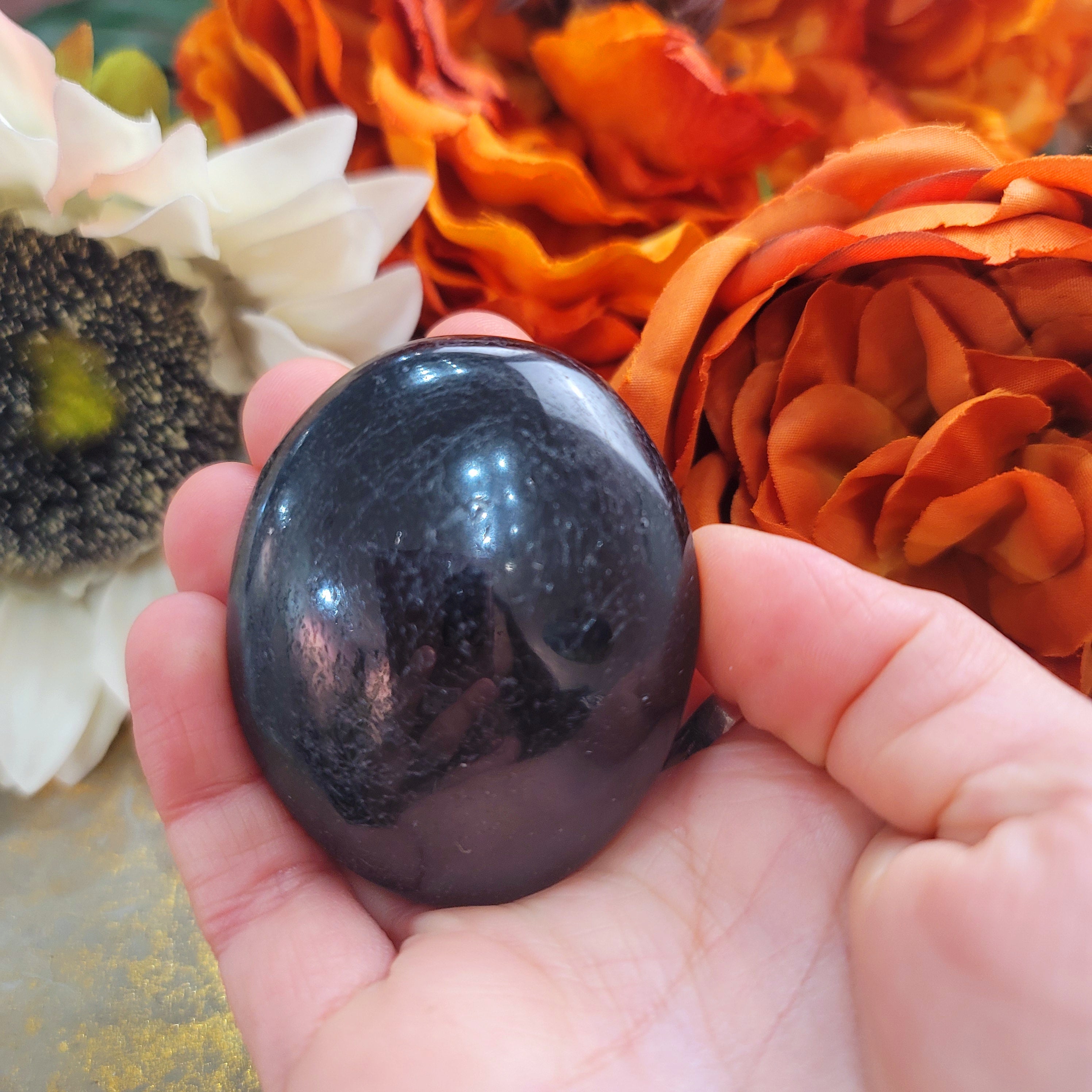 Black Tourmaline Palm Stone for Protection of your Aura