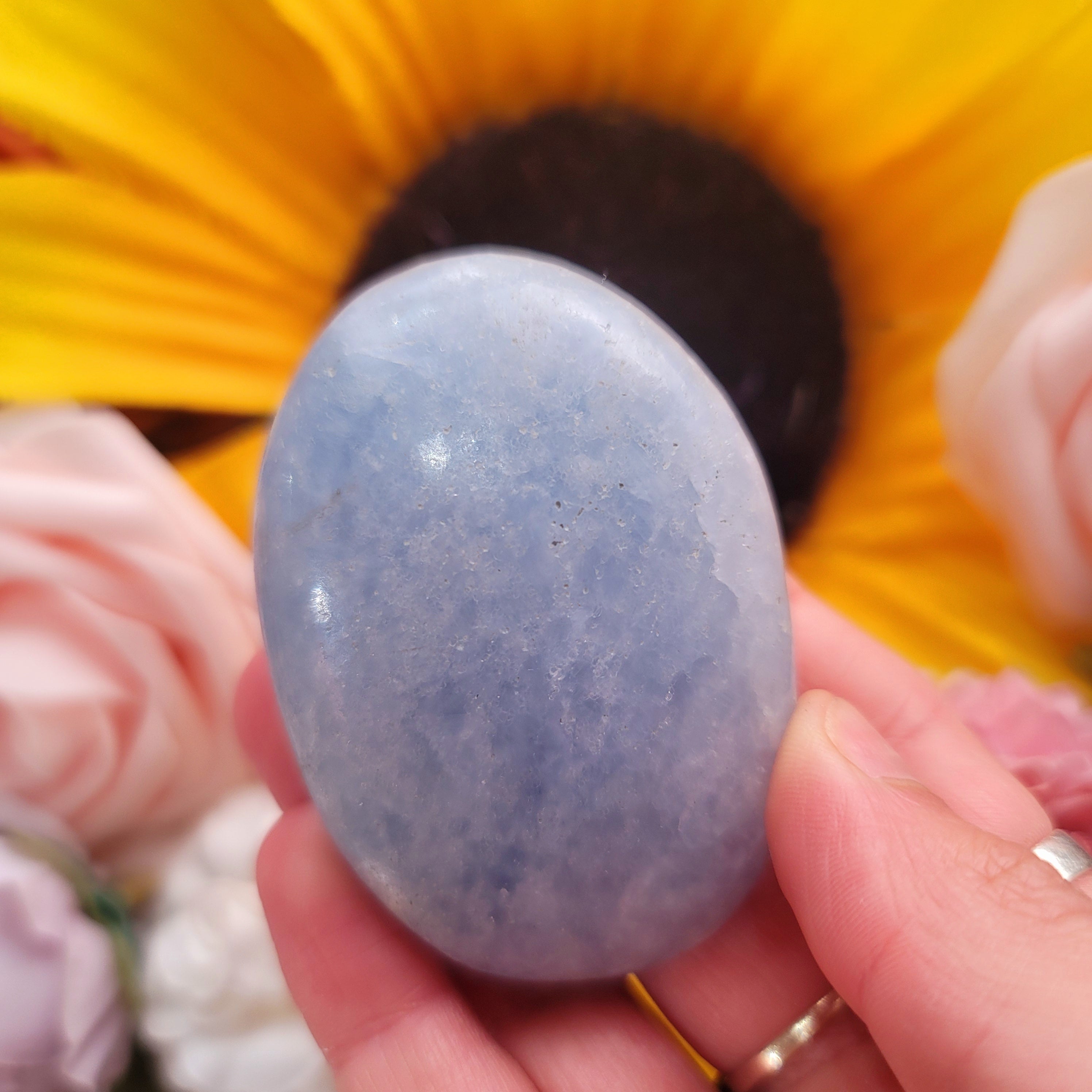Blue Calcite Palm for Inspiration, Soothing Emotions and Transition with Psychic Abilities