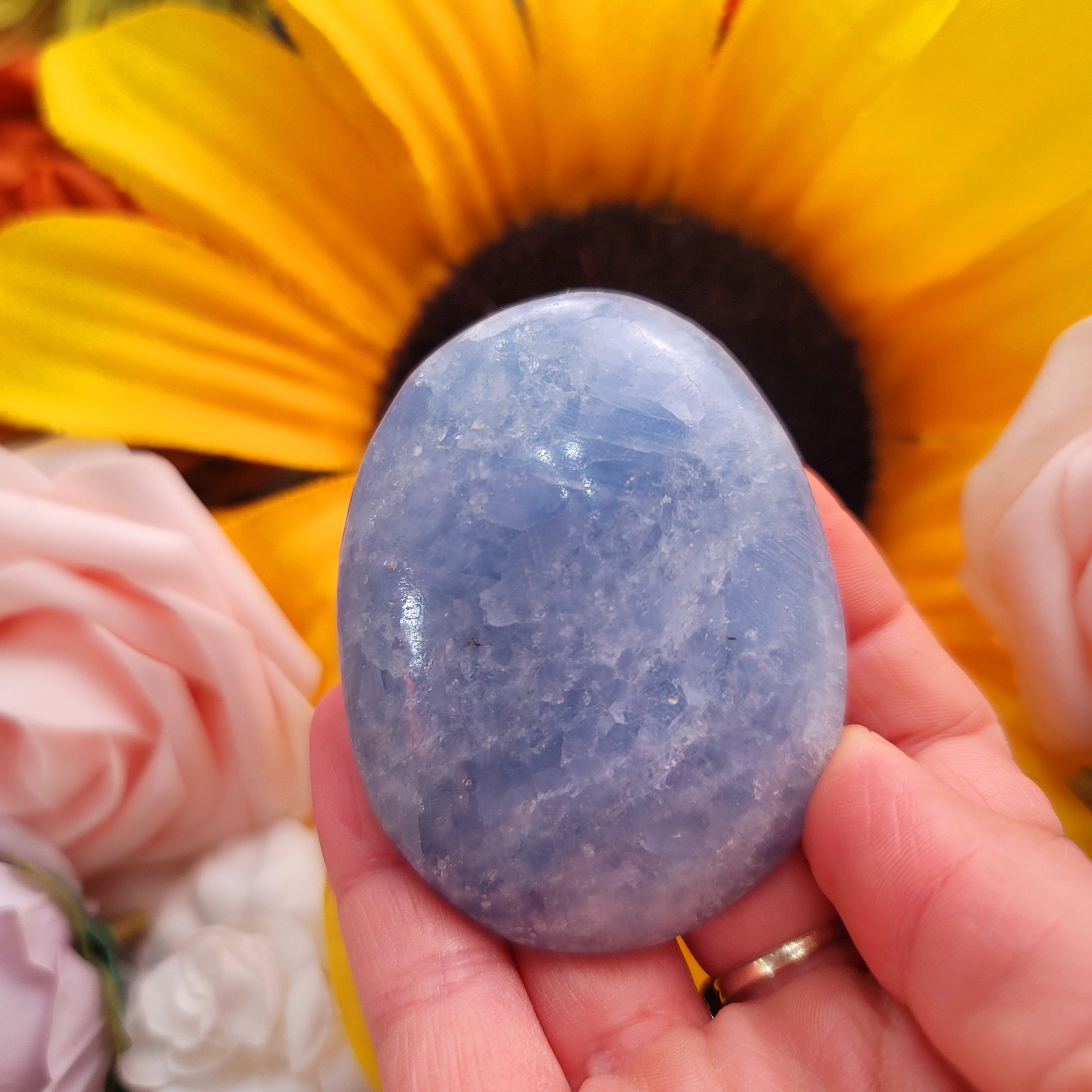 Blue Calcite Palm for Inspiration, Soothing Emotions and Transition with Psychic Abilities
