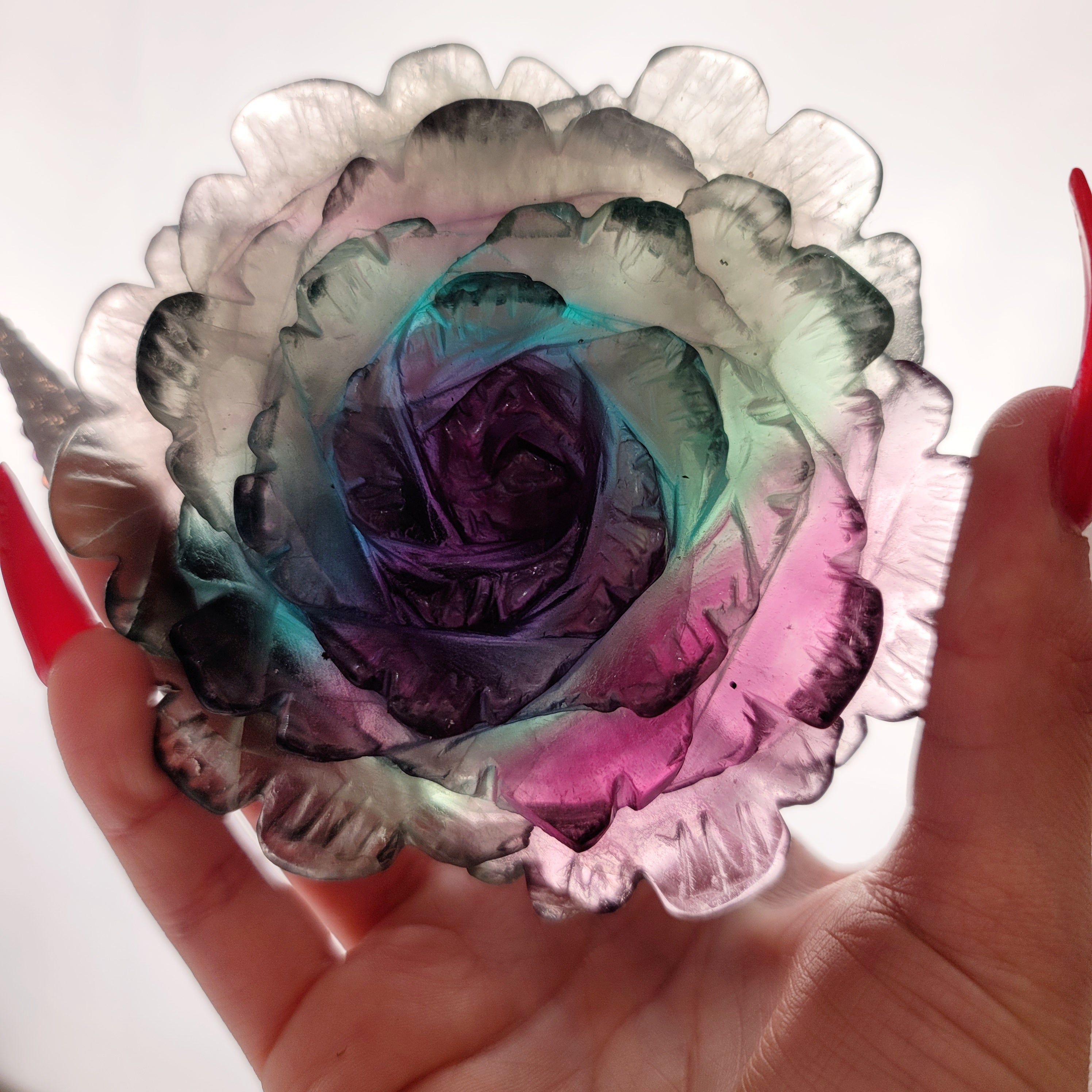 Fluorite Beautiful Rose For Clarity , Memorization , Goddess Confidence