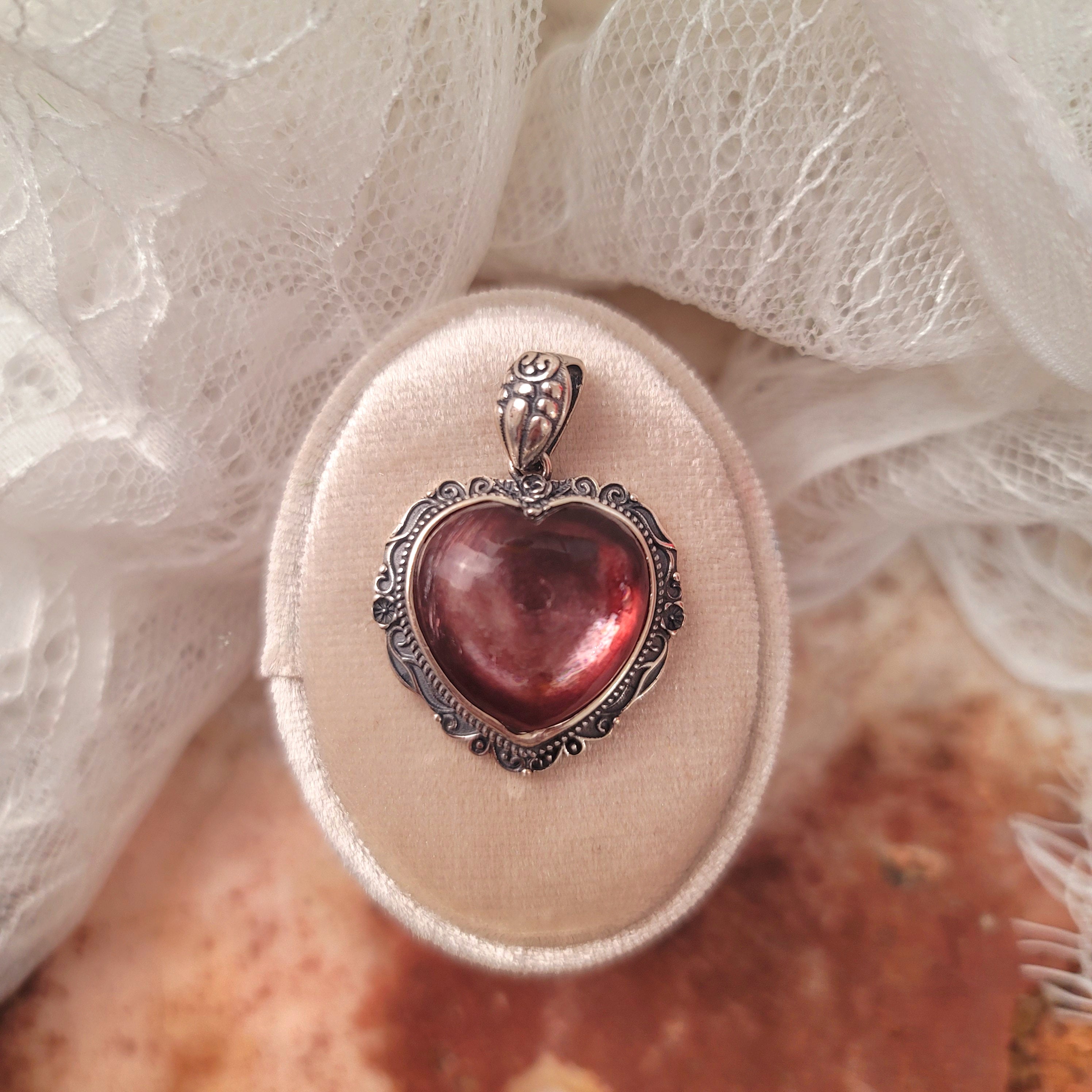 Gem Lepidolite Heart Pendant for Anxiety Support, Joy and Stress Relief
