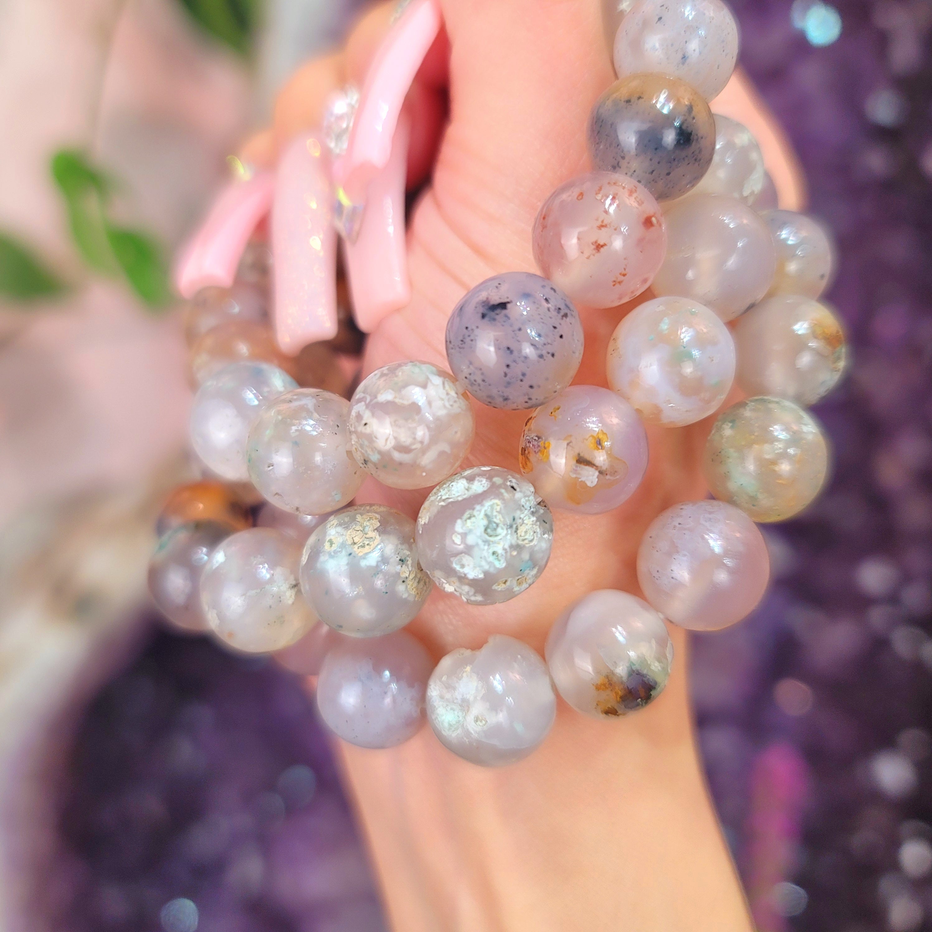 Pastel Flower Gem Silica Bracelet for Empowerment, Harmony and Truth