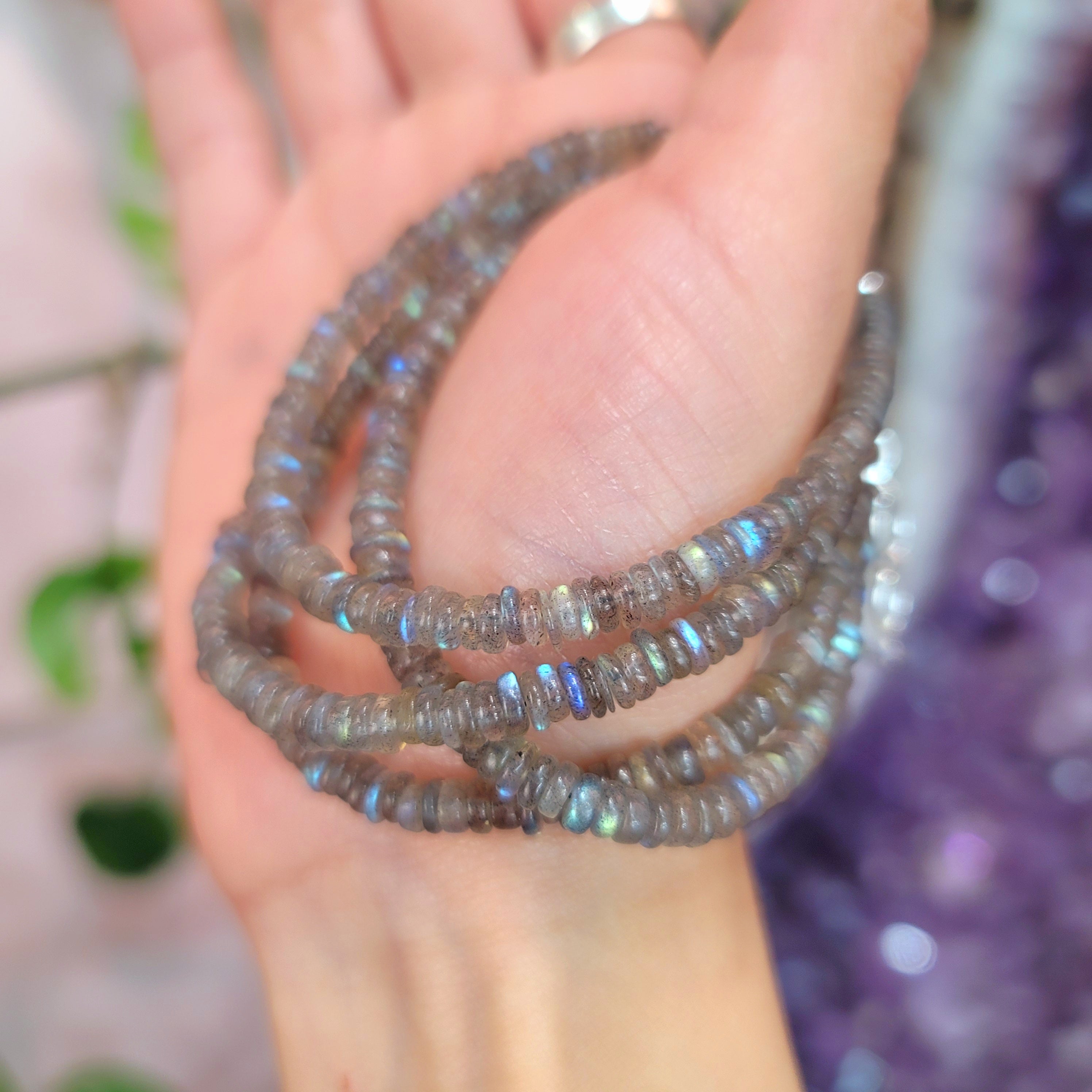 Labradorite Rondell 925 Sliver Bracelet for Enhancing your Psychic Gifts