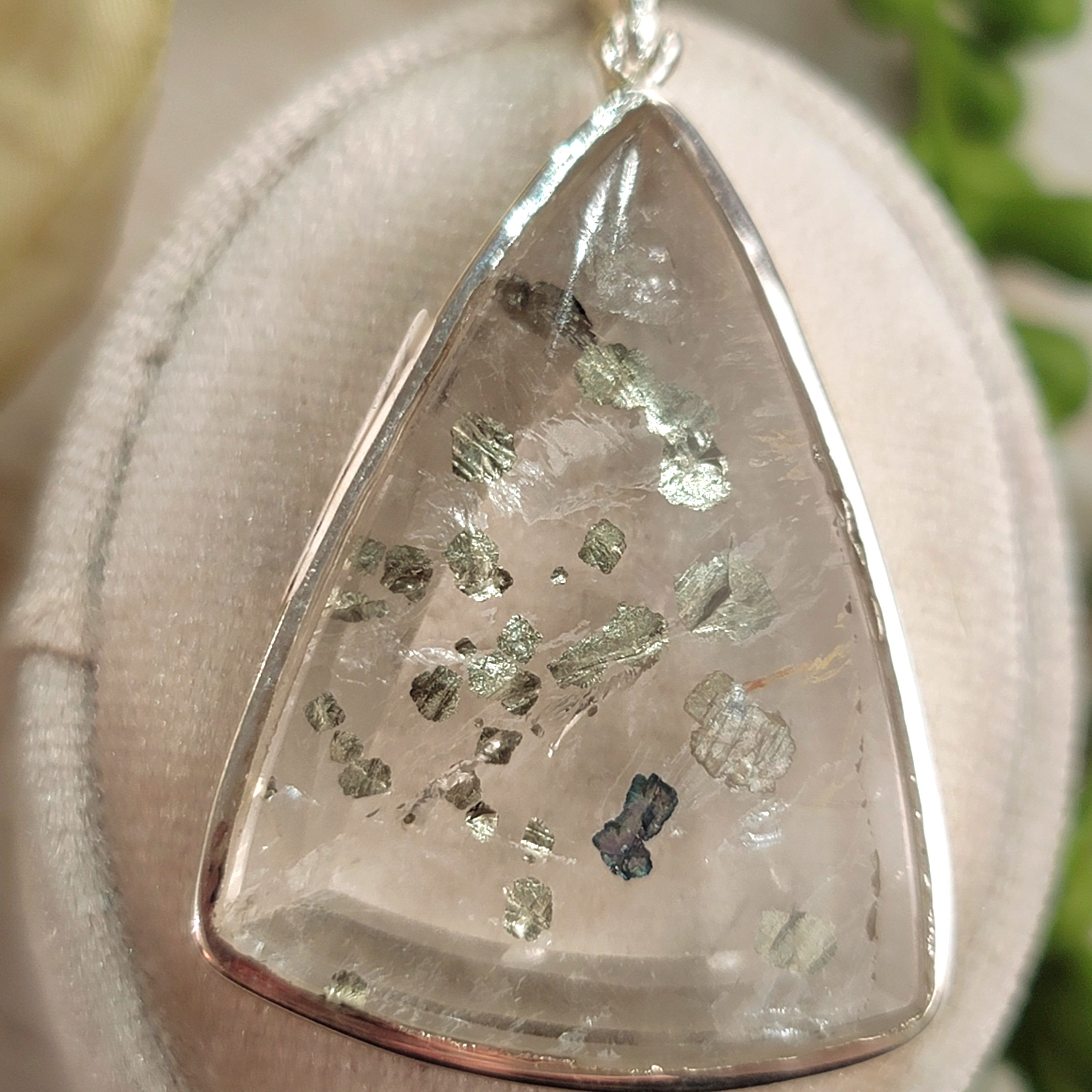 Pyrite in Quartz Pendant (Extremely Rare) for Good Luck and Prosperity