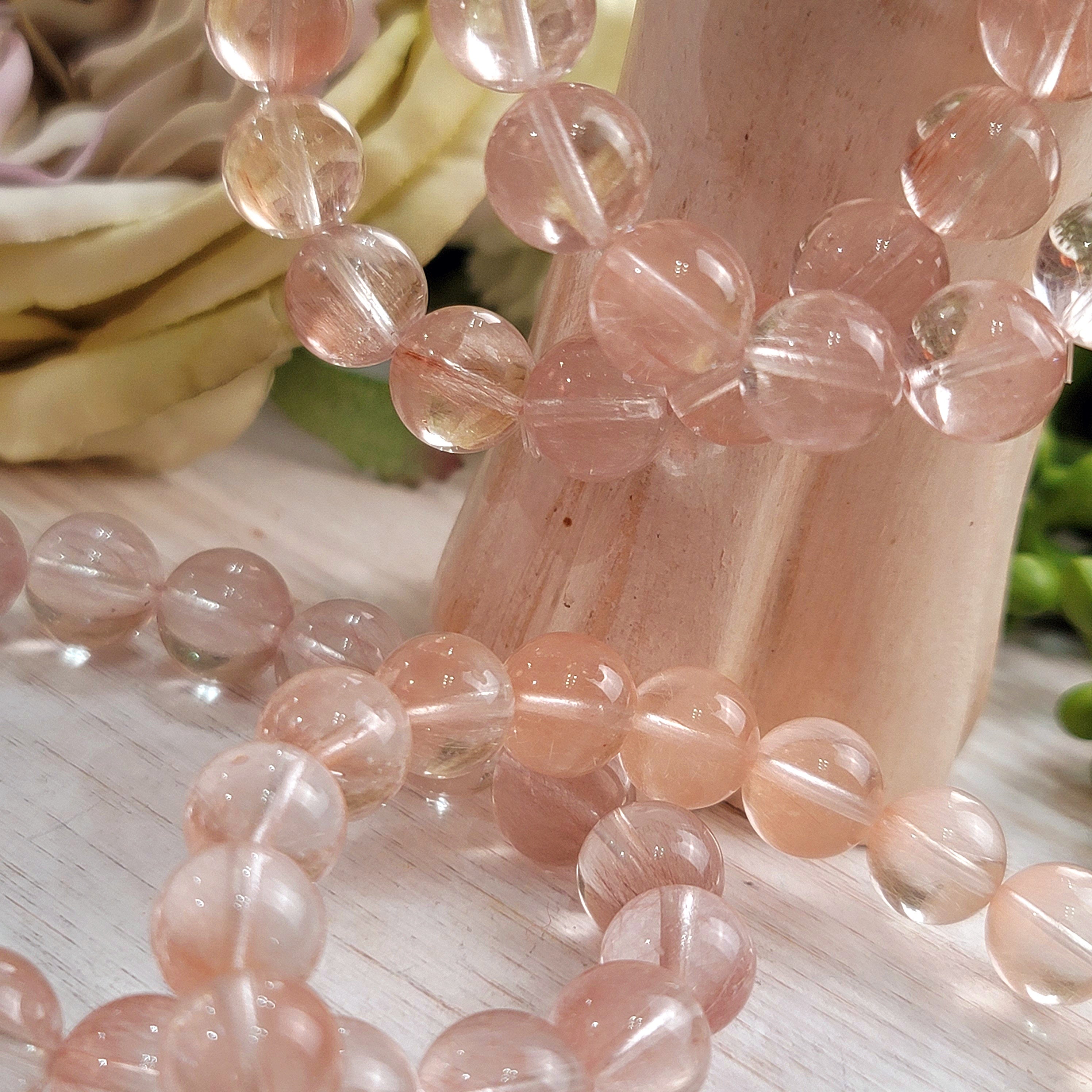 Pink Rutile in Quartz Bracelet (AAA Grade) for Awakening your Spiritual Gifts, Connection with Angels and Ancestors