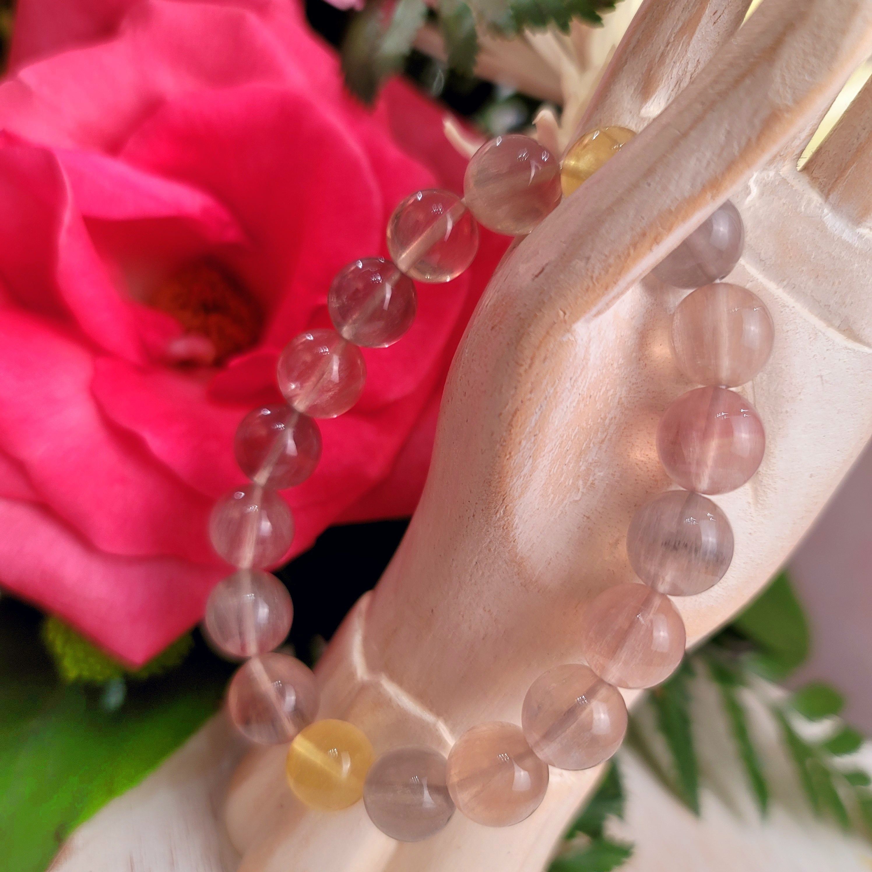 Pastel Fluorite with Rutile Bracelet for Focus and Mental Clarity