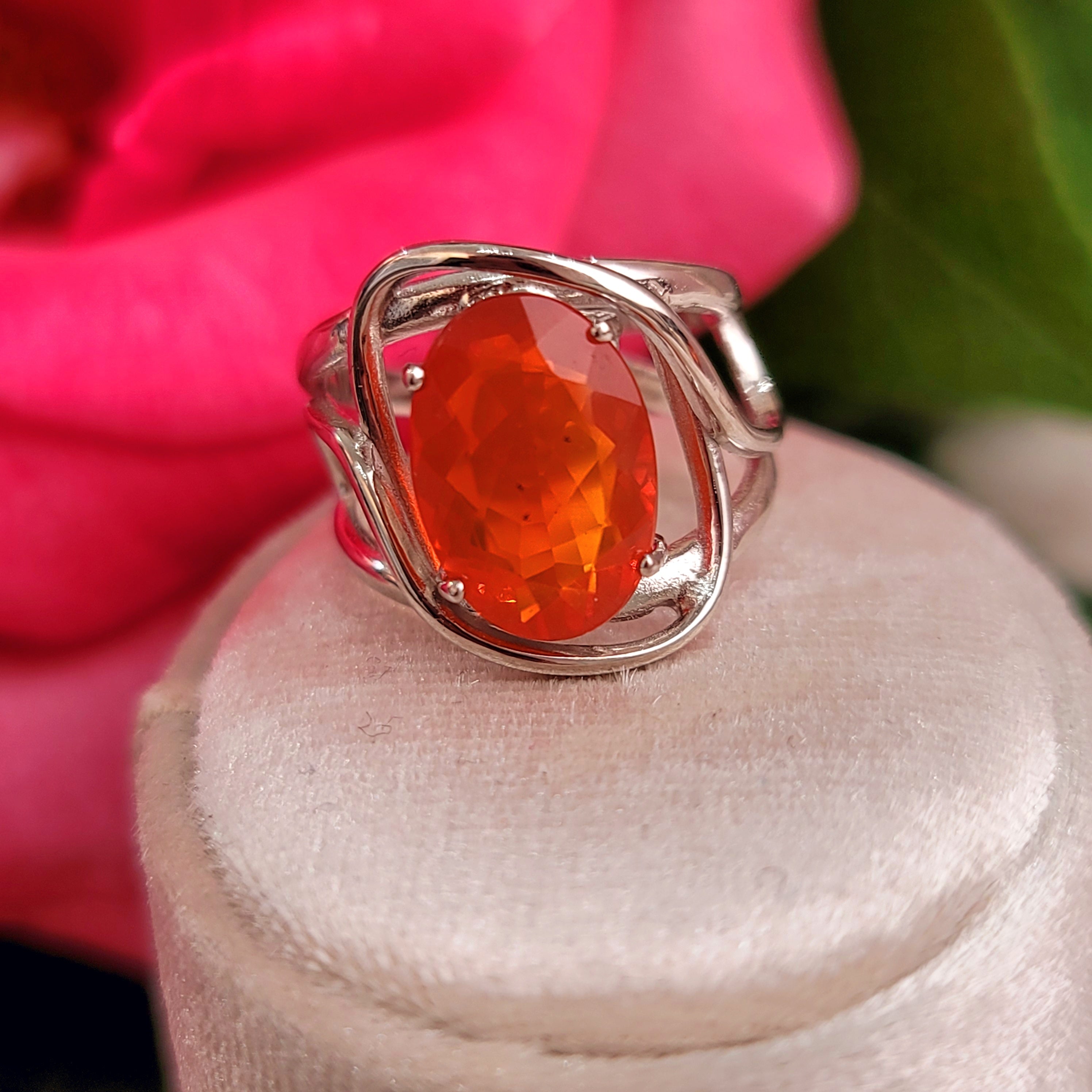 Mexican Fire Opal Adjustable Finger Bracelet for Confidence and Increasing Motivation