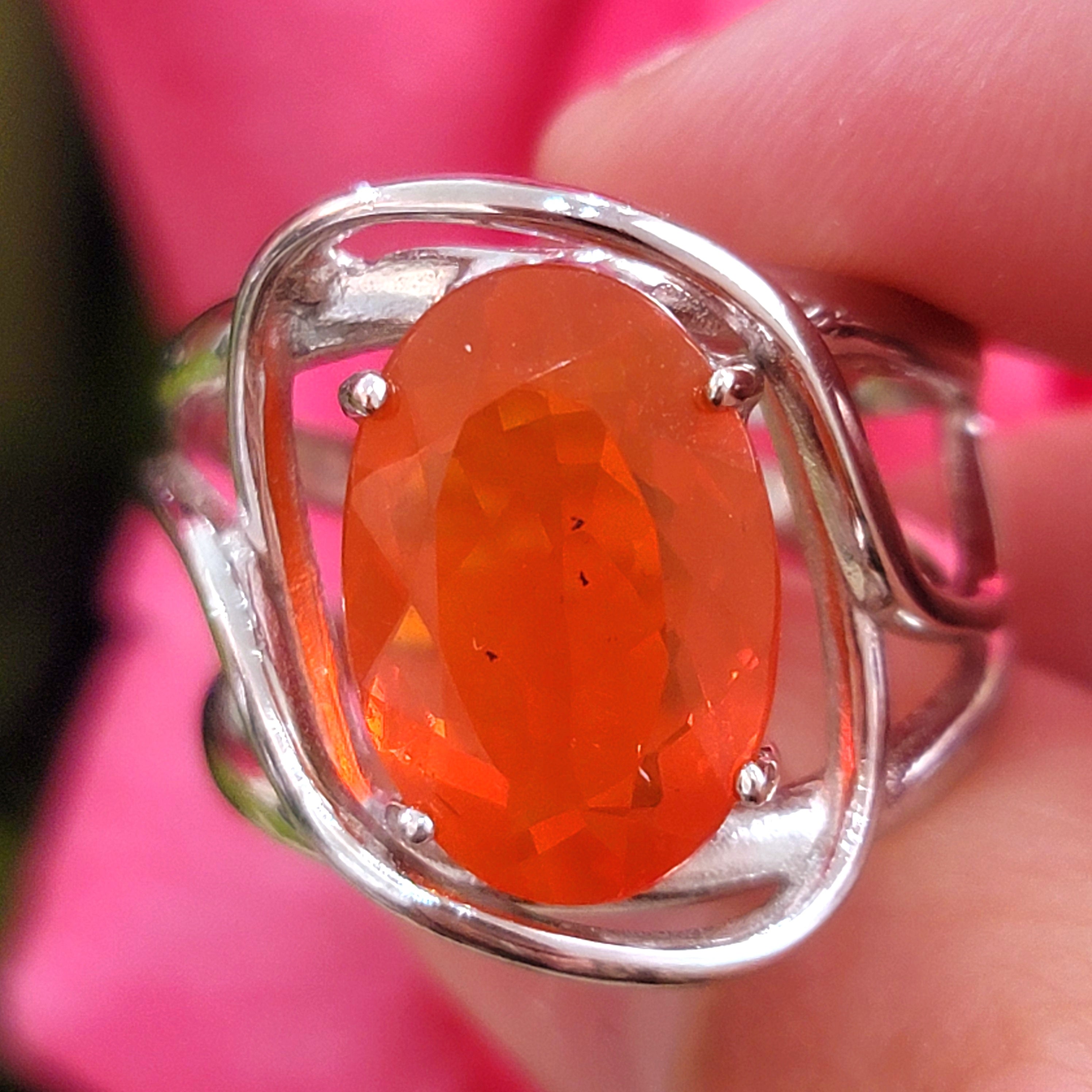 Mexican Fire Opal Adjustable Finger Bracelet for Confidence and Increasing Motivation