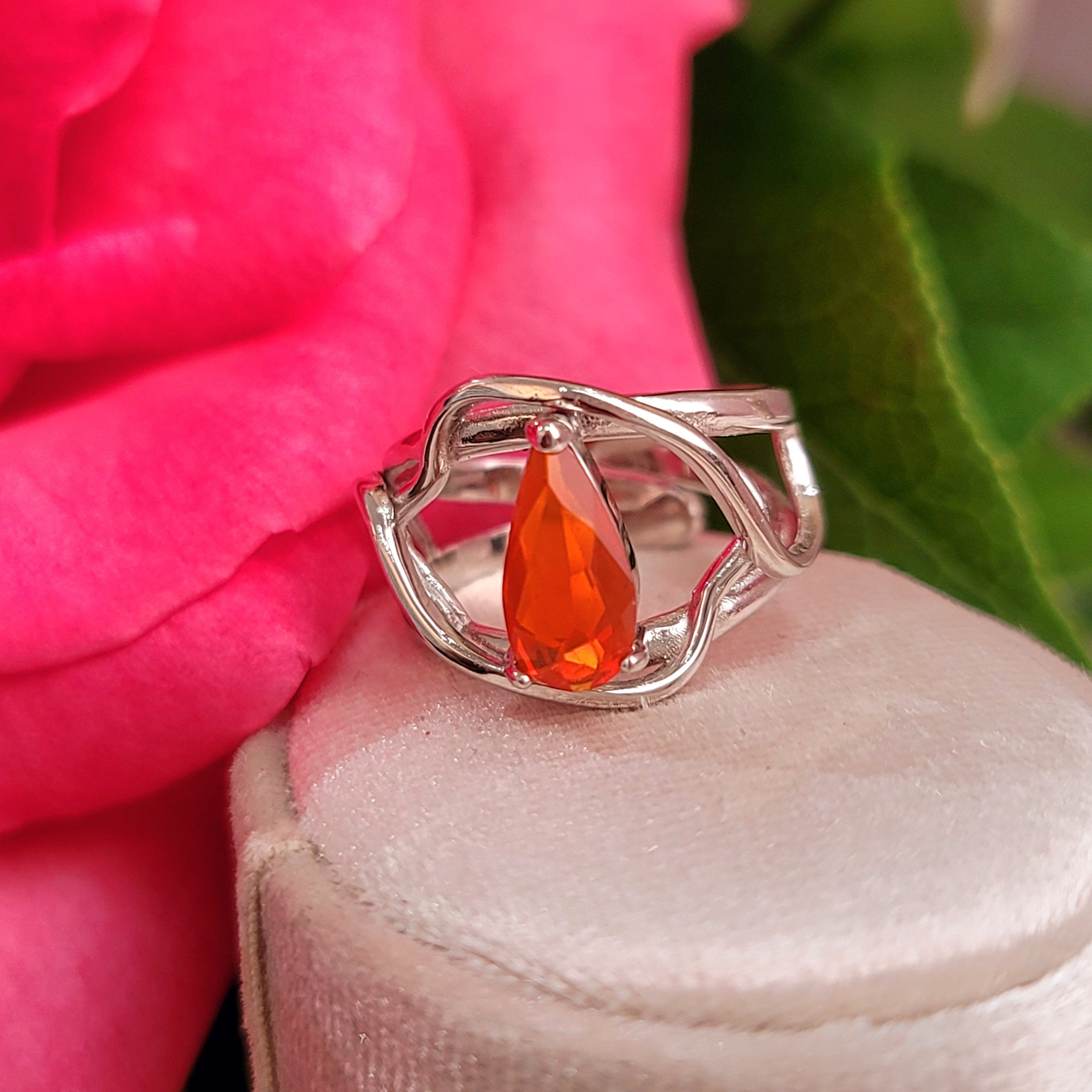 Mexican Fire Opal Adjustable Finger Bracelet (222F) for Confidence and Increasing Motivation
