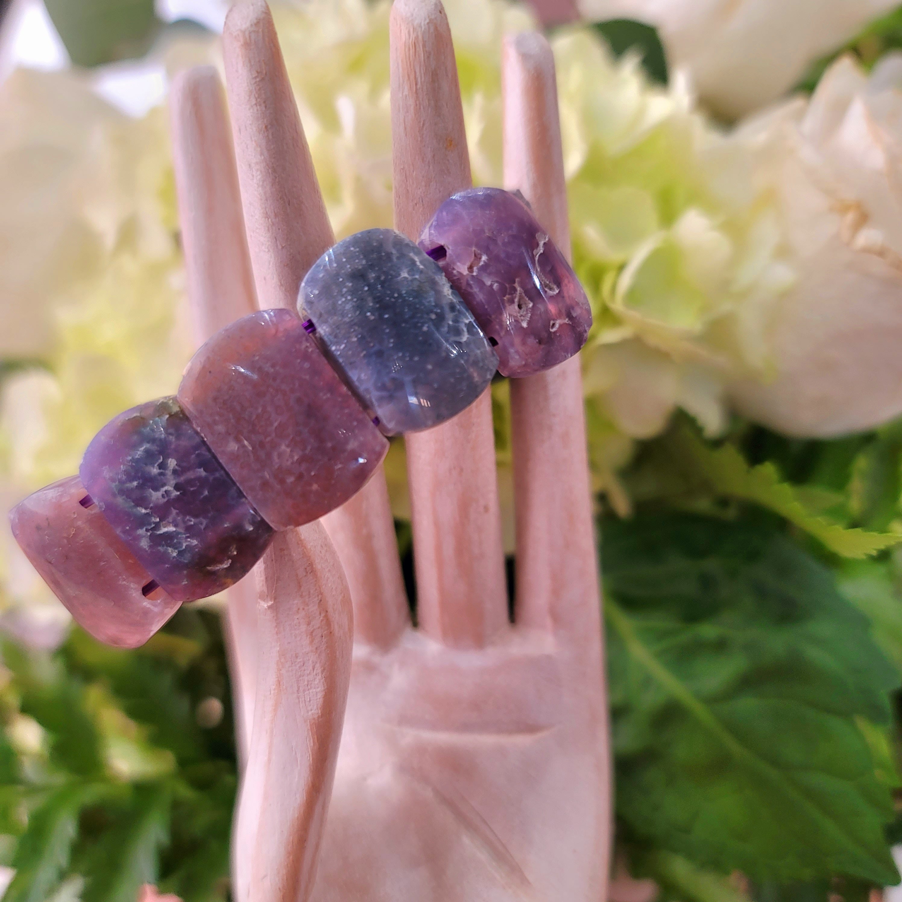 Grape Agate Stretchy Bangle Bracelet (AAA Grade) for Connecting with your Higher Self and Attracting your Soul Mate