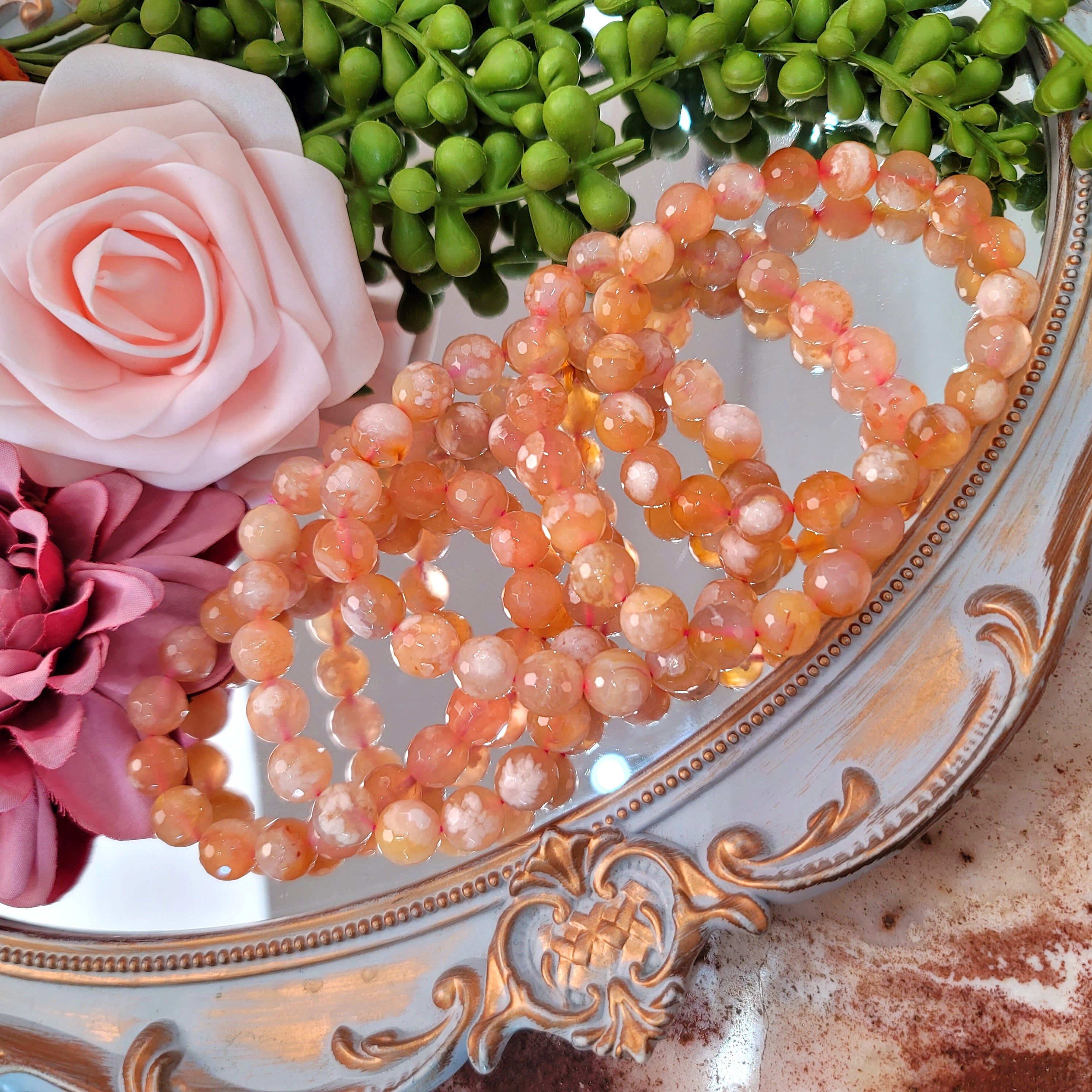 Flower Agate Faceted Bracelet for Blossoming into your Full Potential