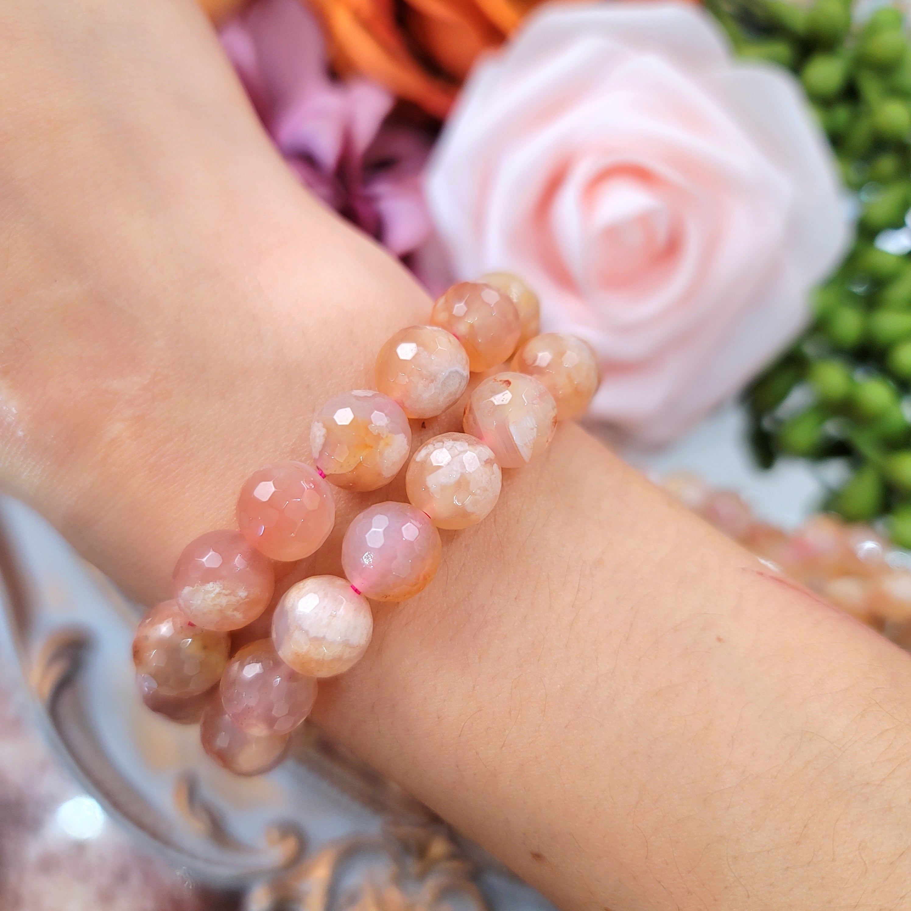 Flower Agate Faceted Bracelet for Blossoming into your Full Potential