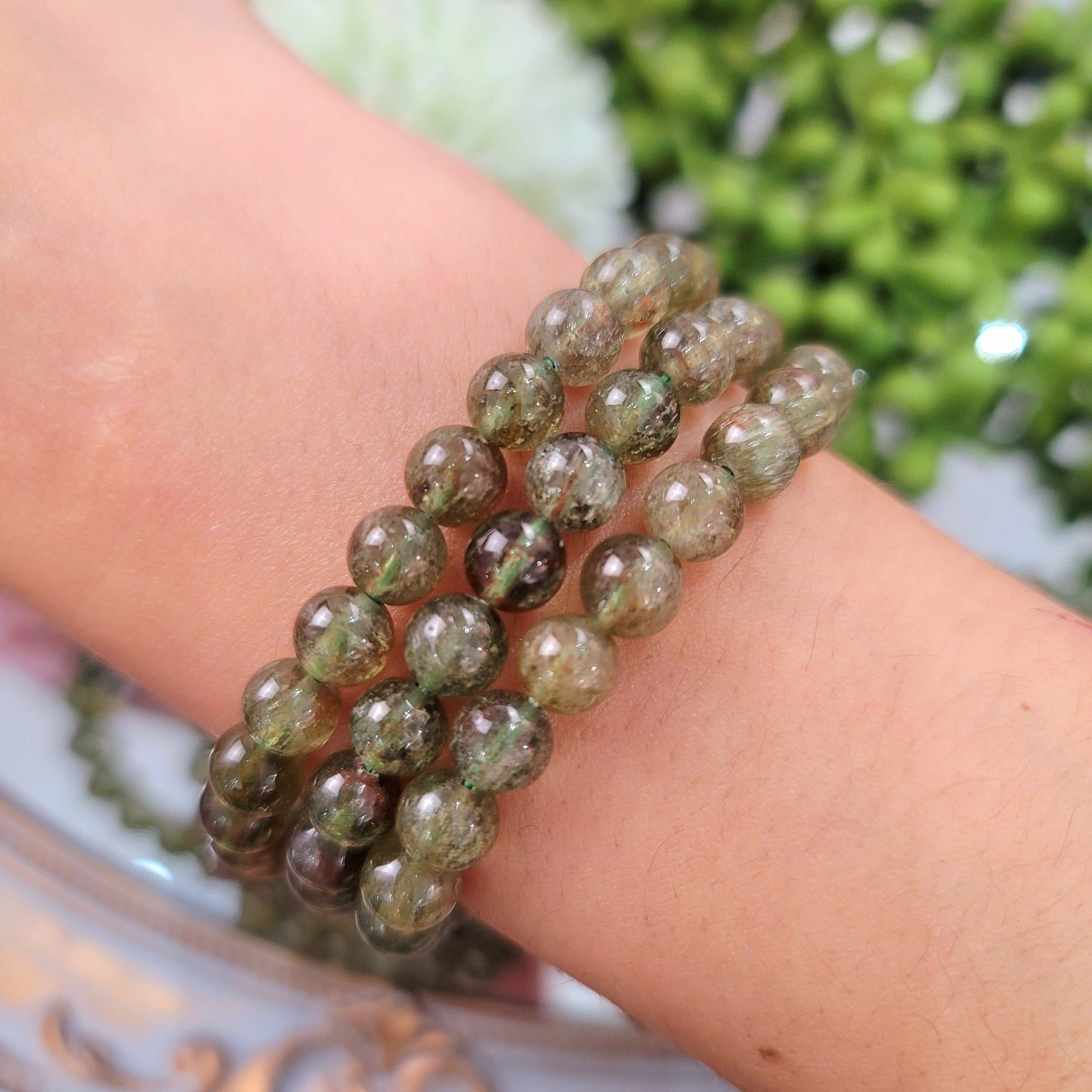Green Apatite with Sunstone Bracelet (High Quality) for Emotional Balance, Logic and Stress Relief