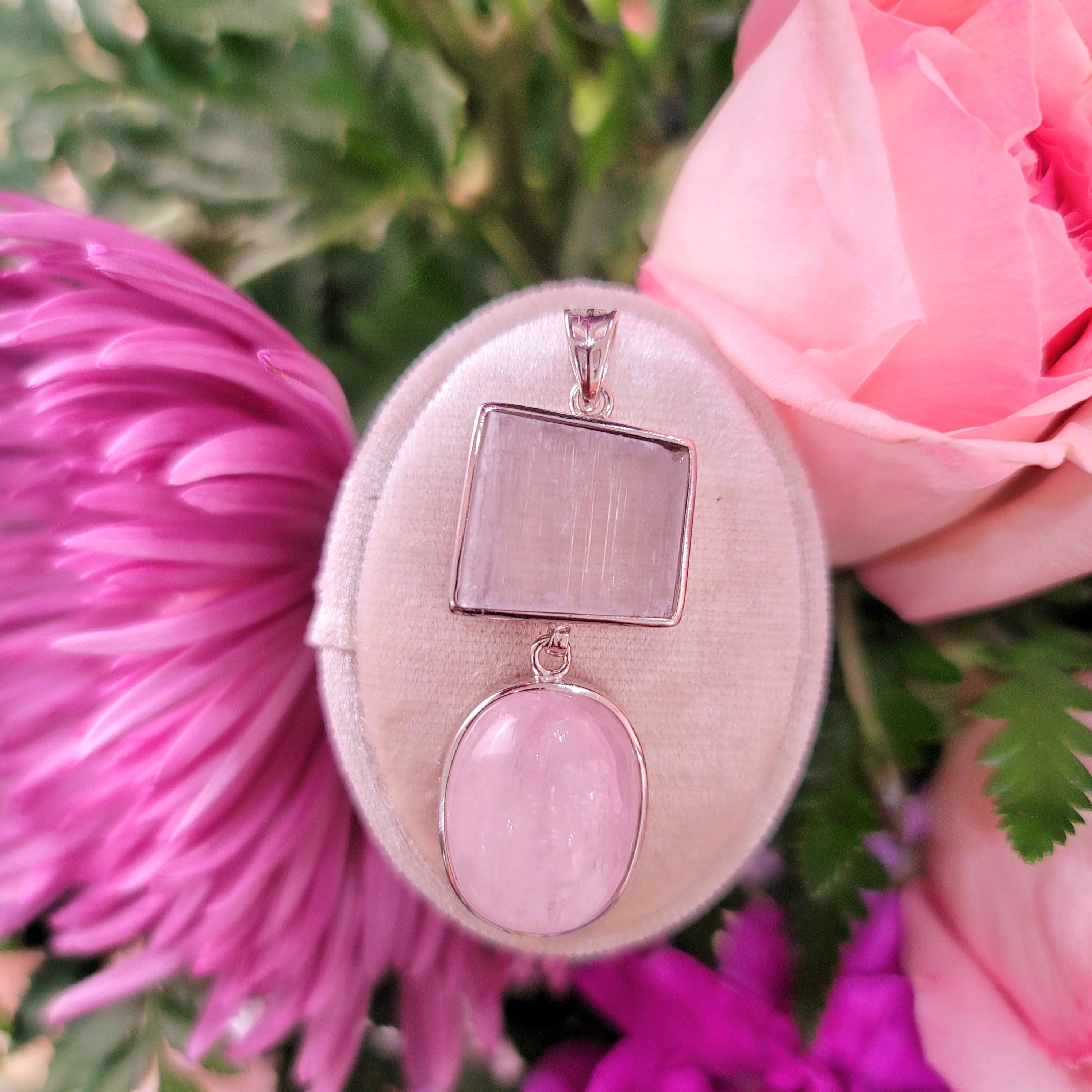 Kunzite Double Pendant (AAA Grade) for Emotional, Family Healing and Opening Your Heart to Love