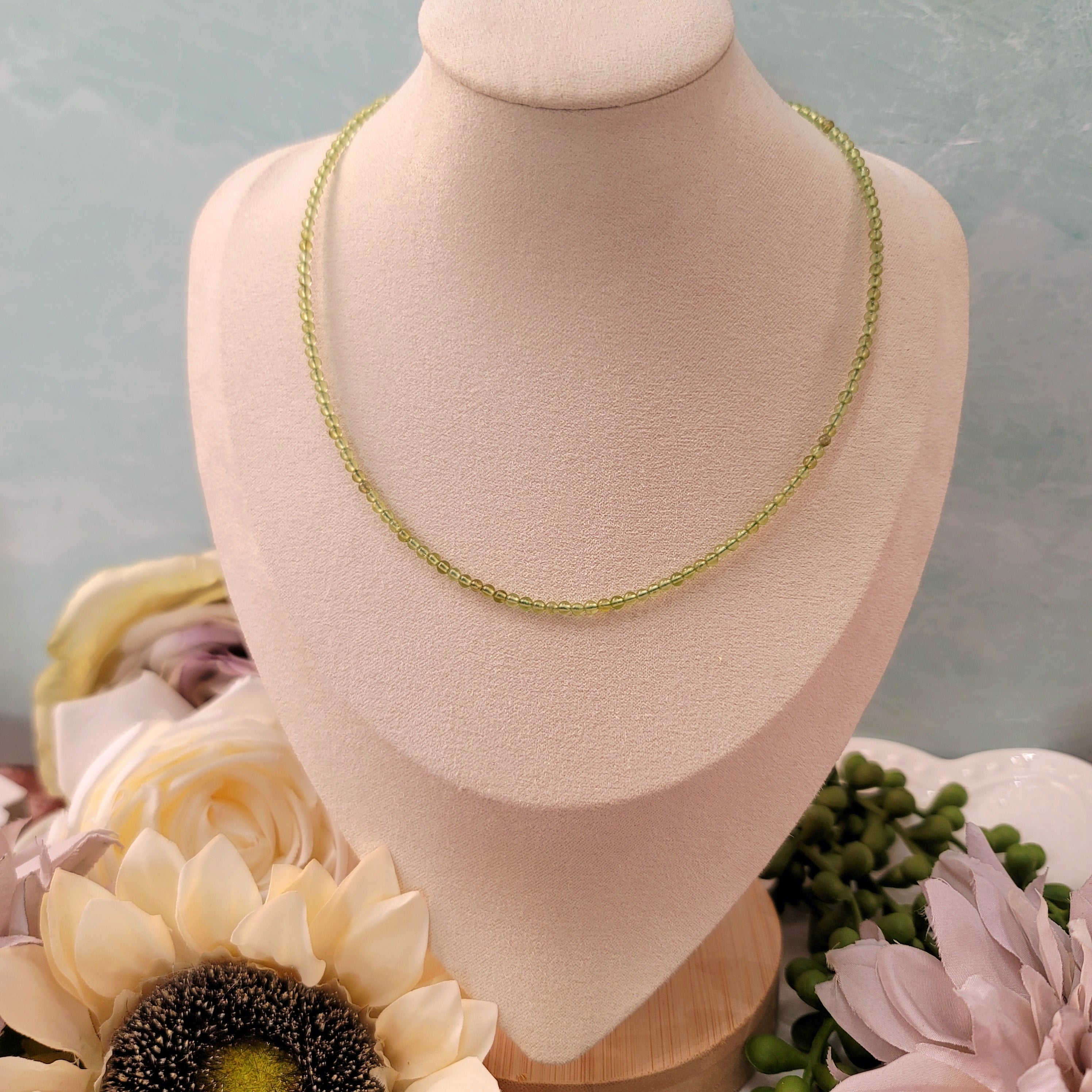 Peridot Micro Round Choker/Layering Necklace for Luck,Prosperity & Protection