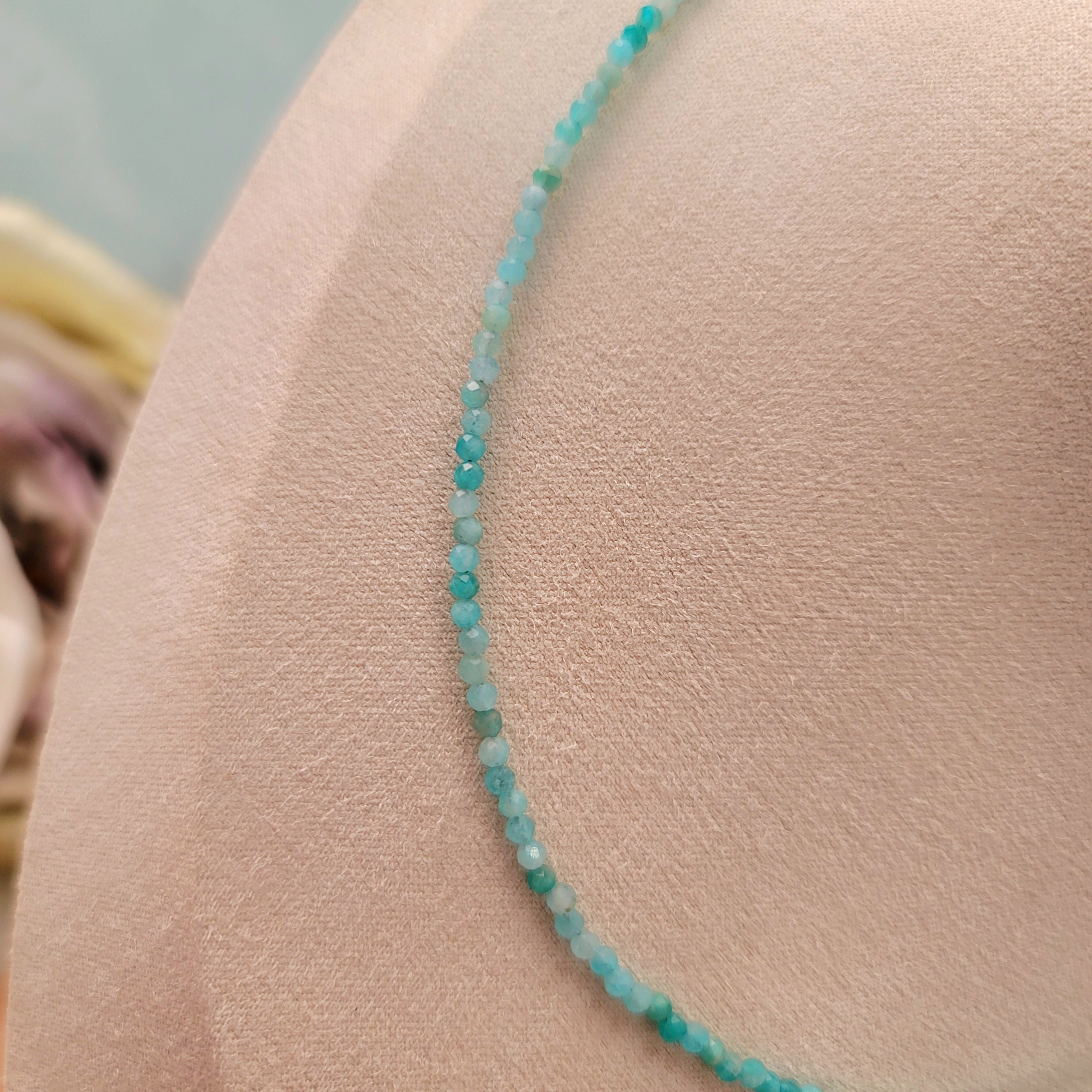 Amazonite Micro Faceted Choker/Layering Necklace for Personal Truth & Enhancing Harmony, Hope & Joy 
