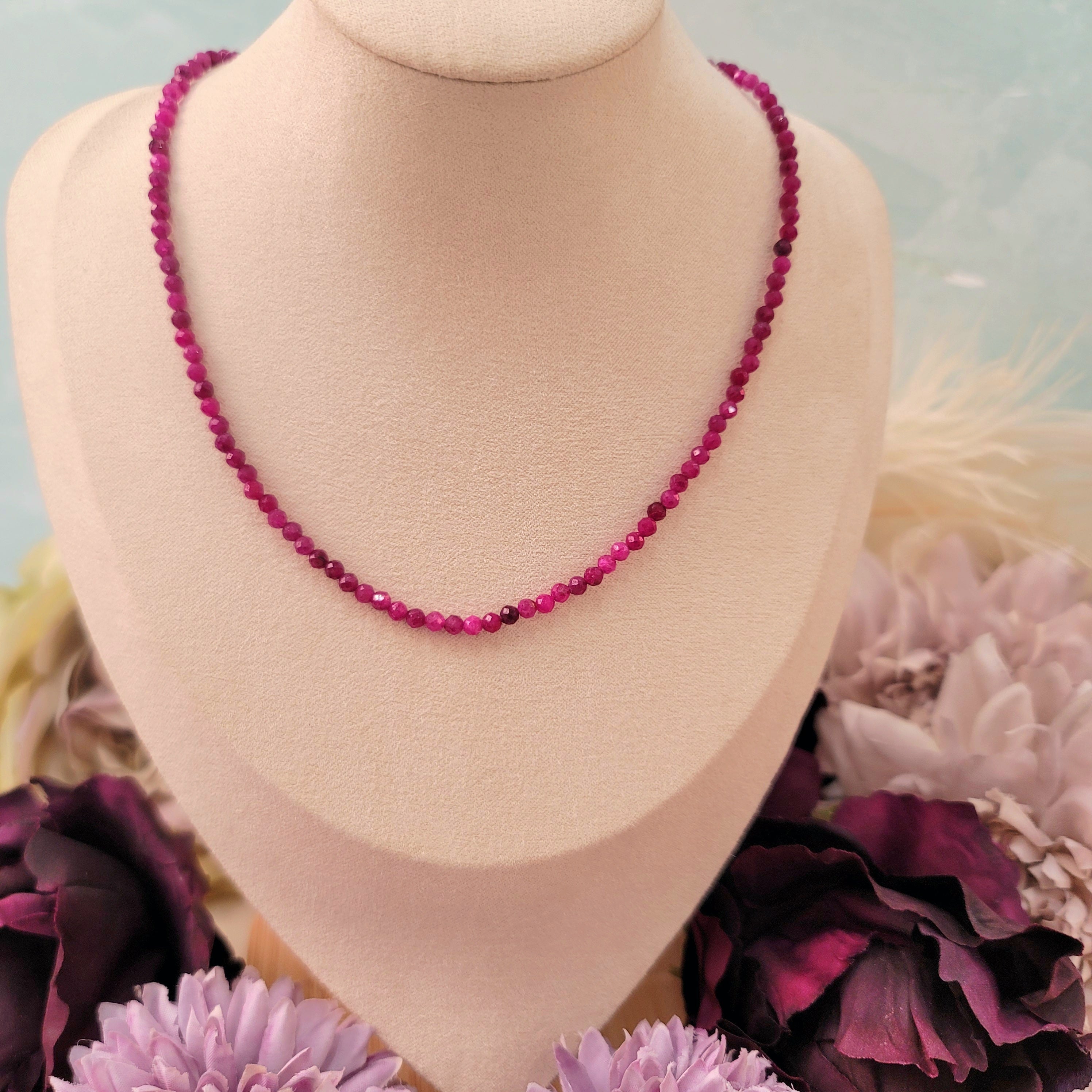 Ruby Micro Faceted Choker/Layering Necklace for Supporting Flow of Energy & Enlightenment for Root Chakra