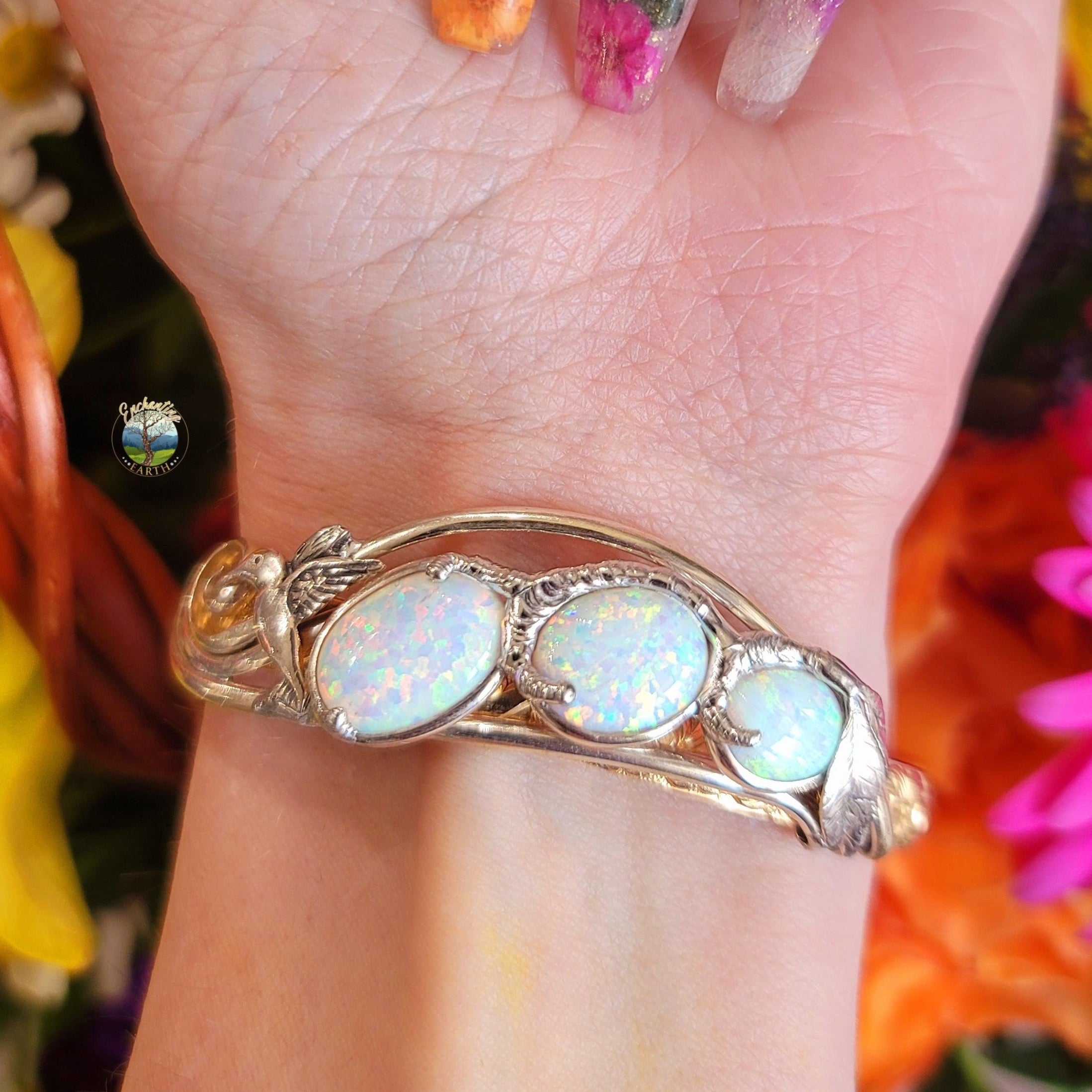 Magical Opal Gold Fill & Sterling Silver Bracelet for Balance, Creativity and Psychic Awareness