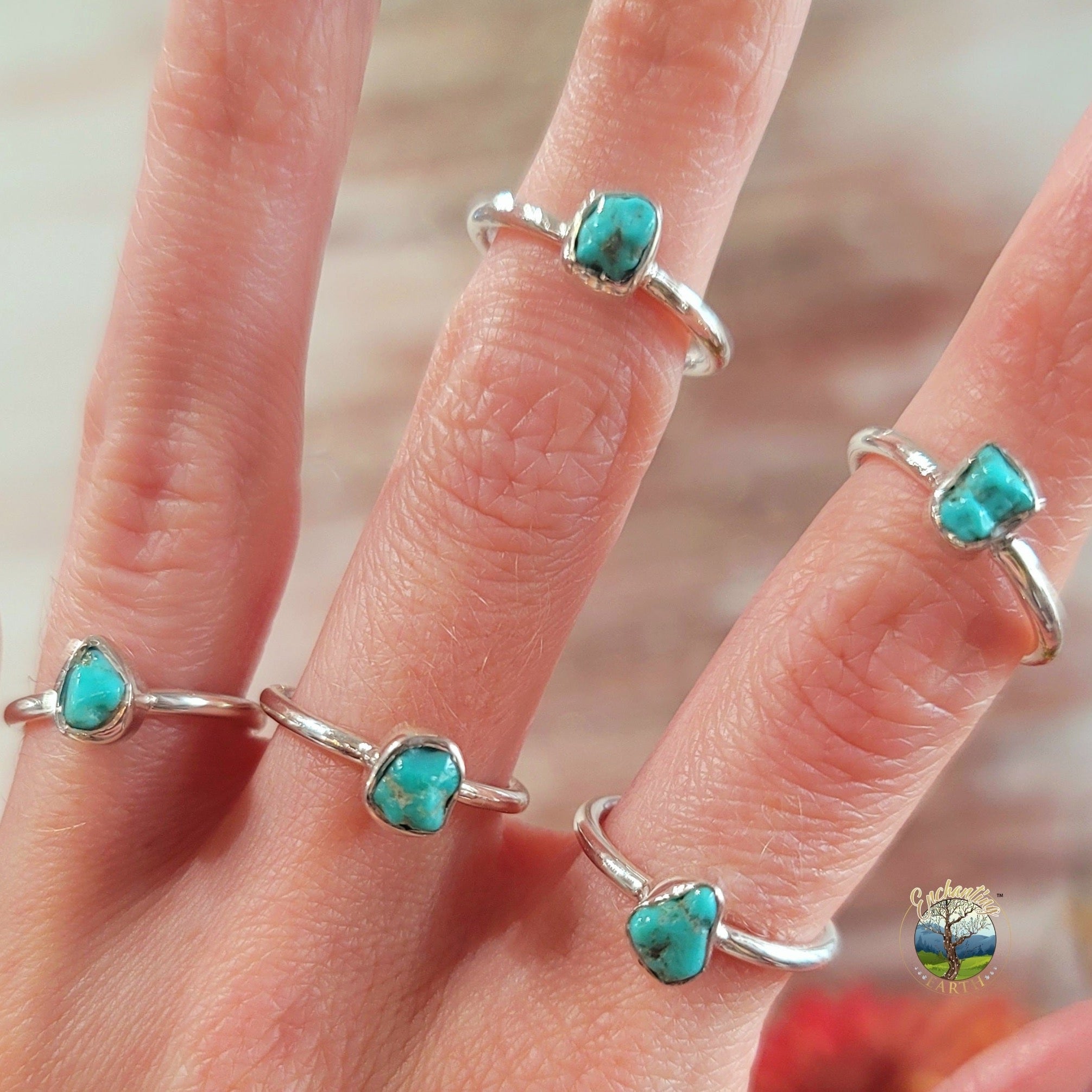 Turquoise Raw Dainty Ring .925 Silver