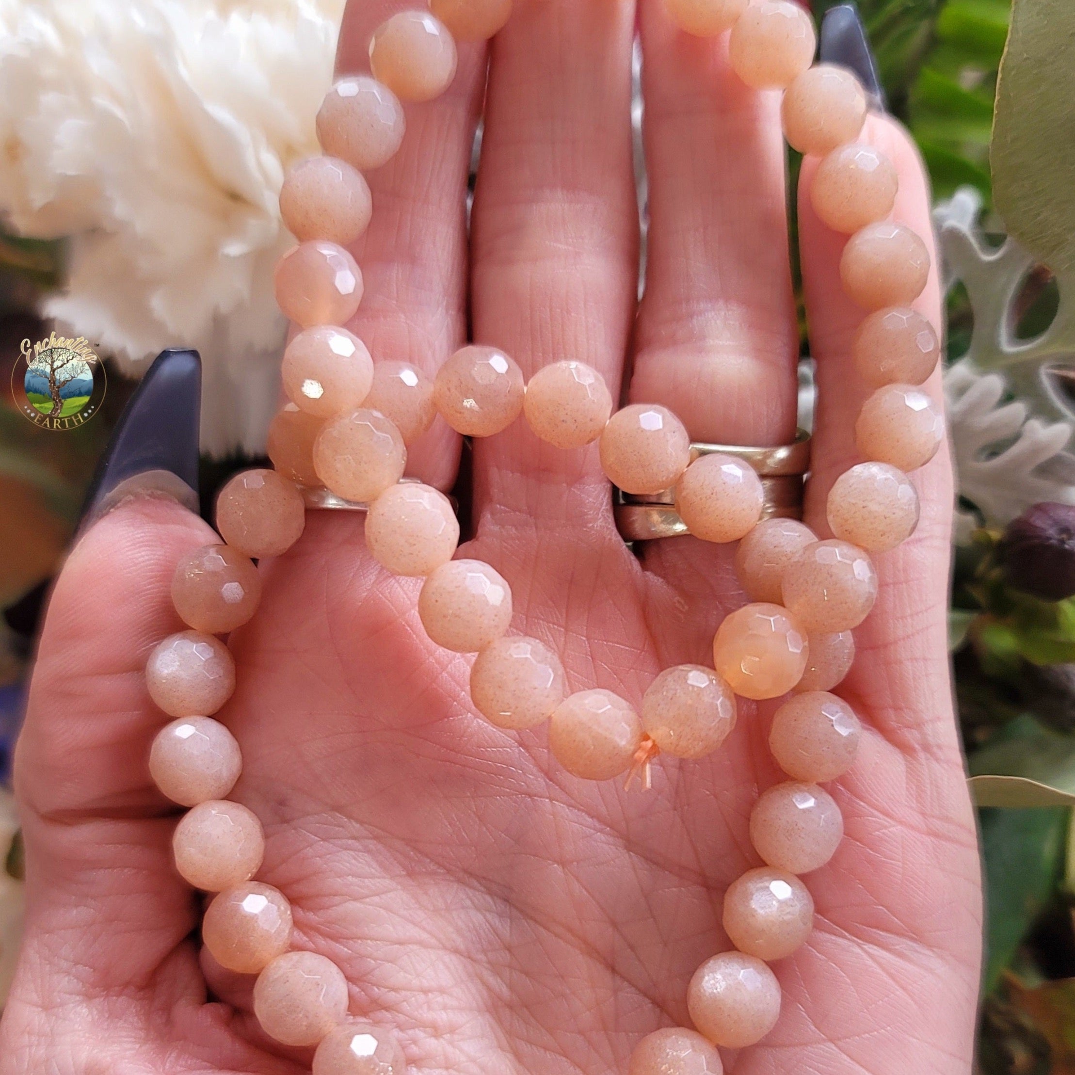 Peach Moonstone Faceted Bracelet for New Begginings, Artistic Expression, Creativity & Manifestation