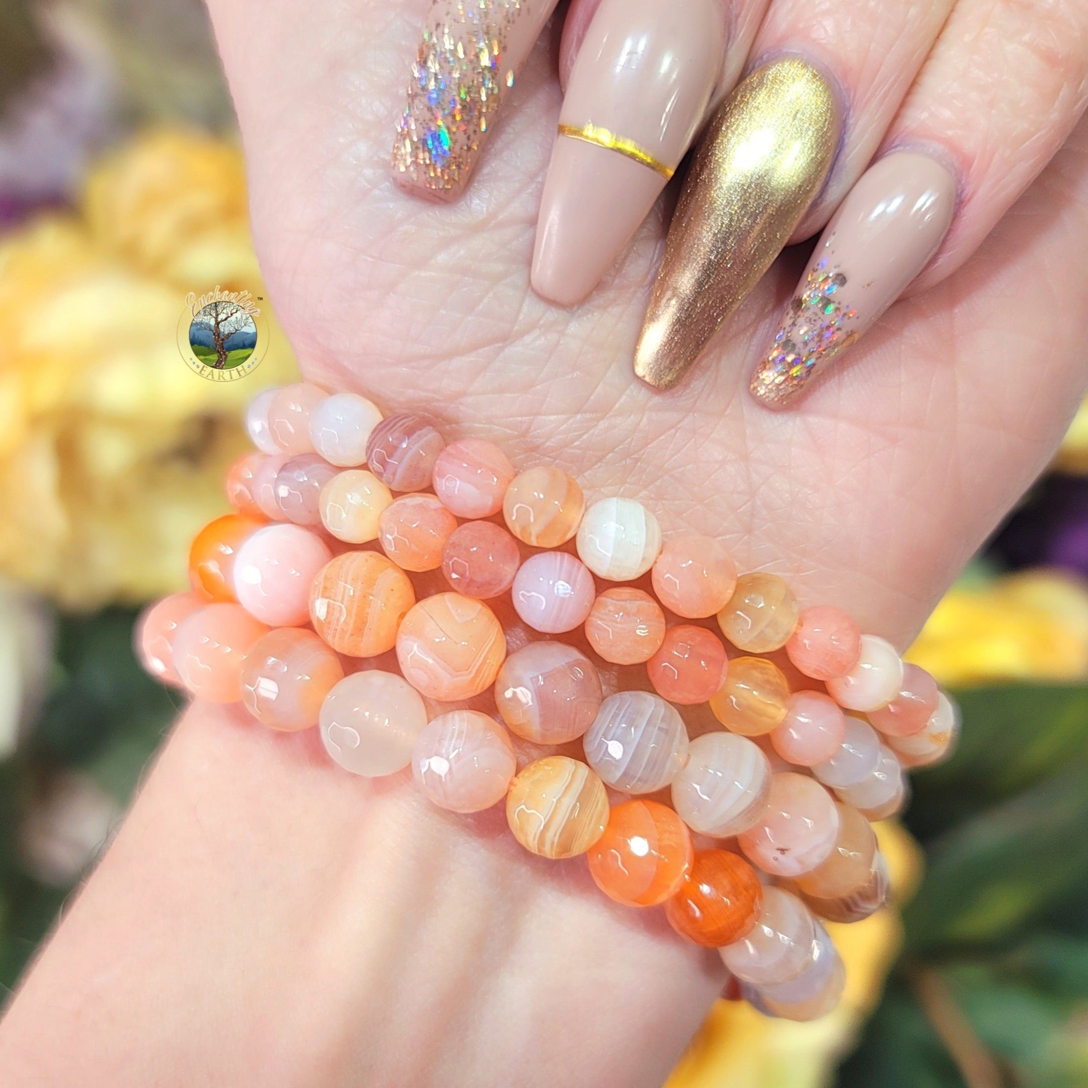 Apricot Agate Faceted Bracelet for Healthy Relationships, Love and Manifestation