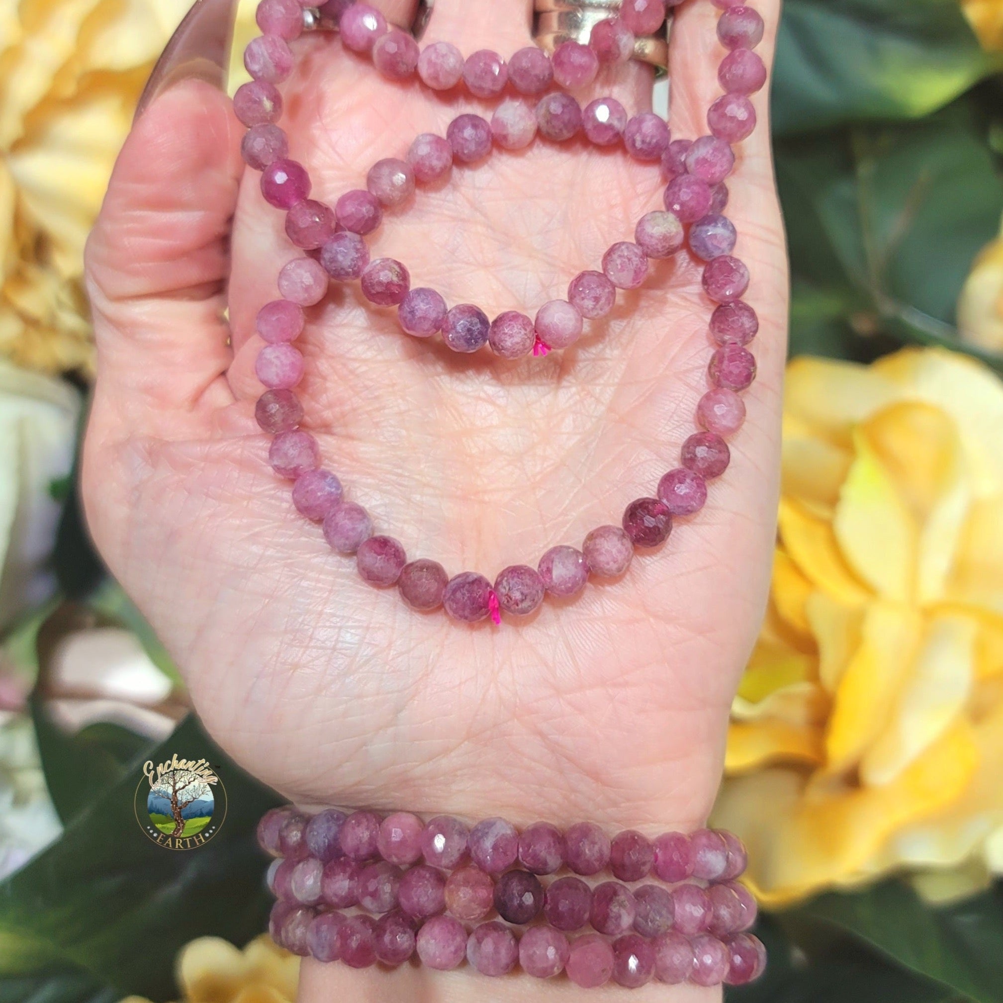 Pink Tourmaline Faceted Bracelet for Compassion, Joy, Opening Heart to Love & Wisdom