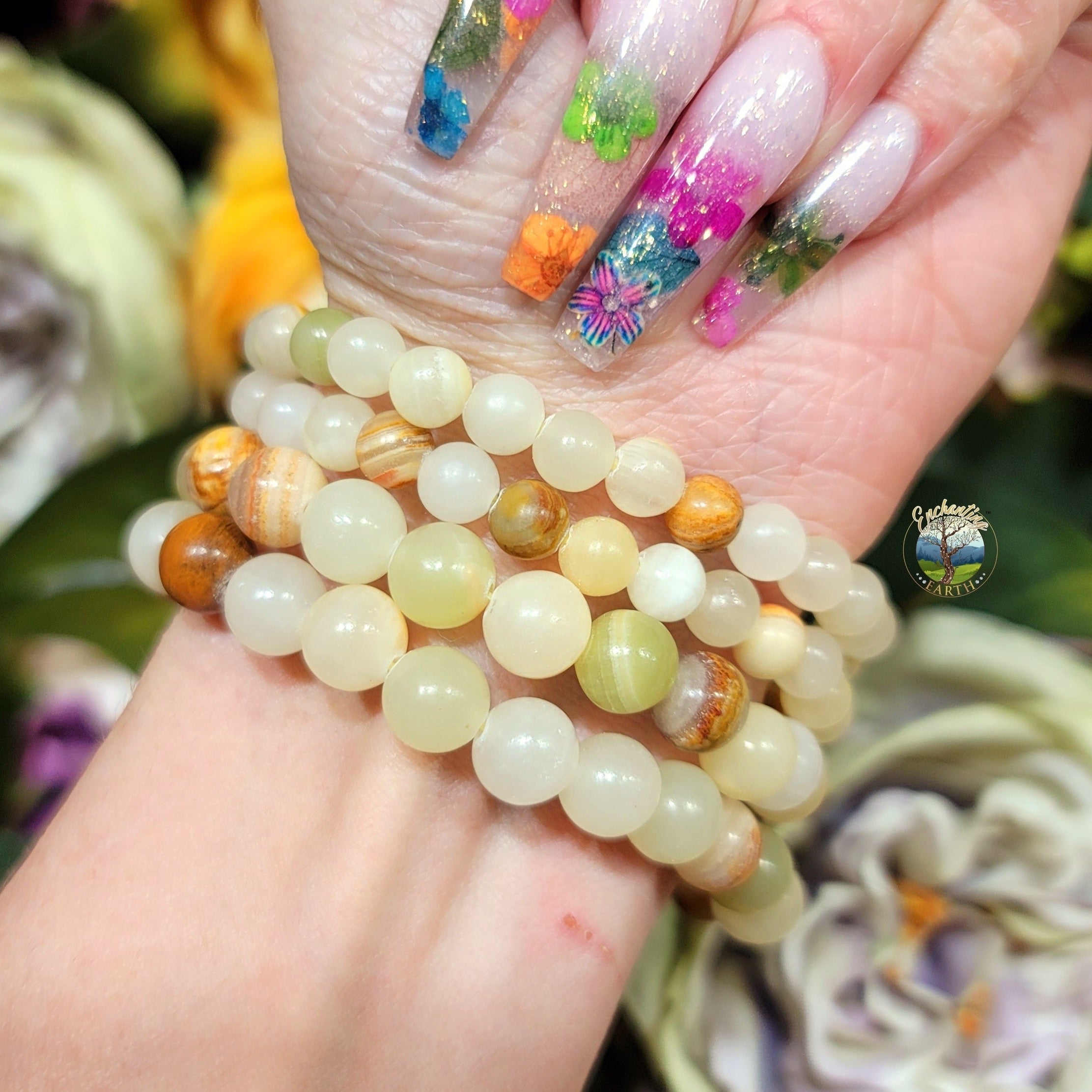 Yellow and Green Banded Calcite Bracelet