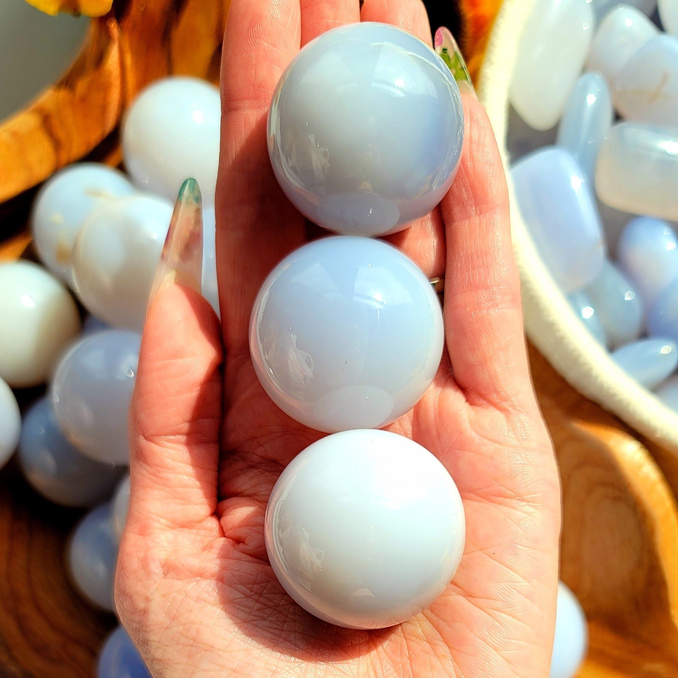 Blue Chalcedony Sphere for Anxiety & Stress Relief