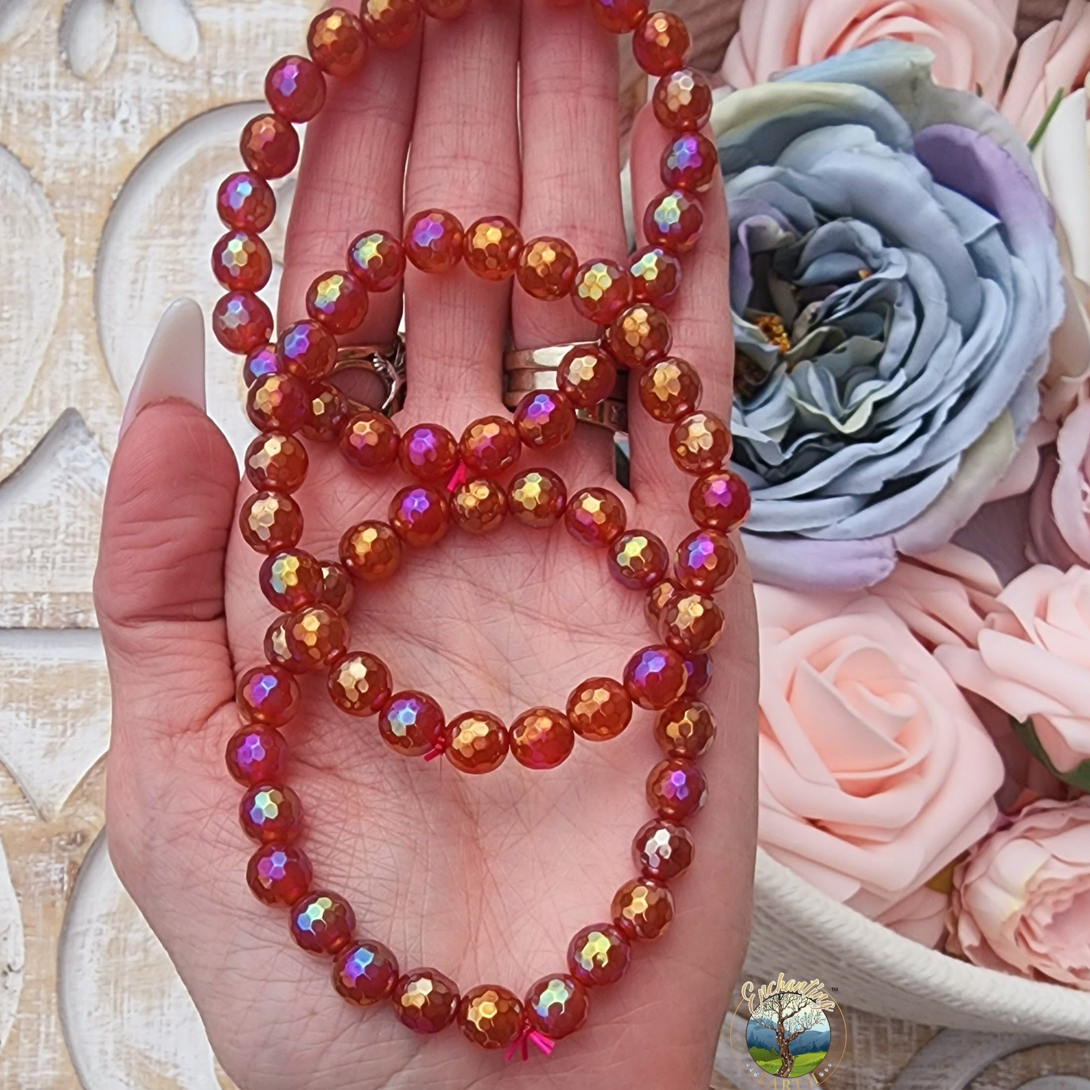 Aura Carnelian Faceted Bracelet for Embracing Your Inner Fire