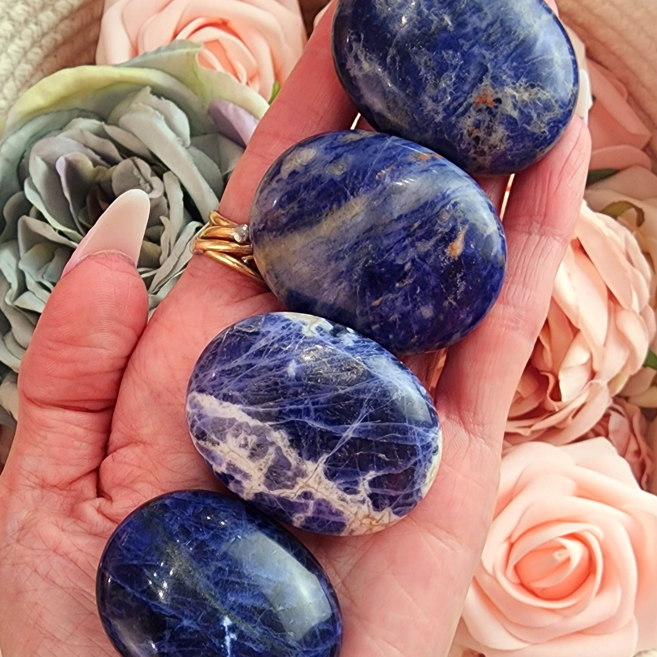 Sodalite Palm Stone for Dream Recall, Relaxation and Truth