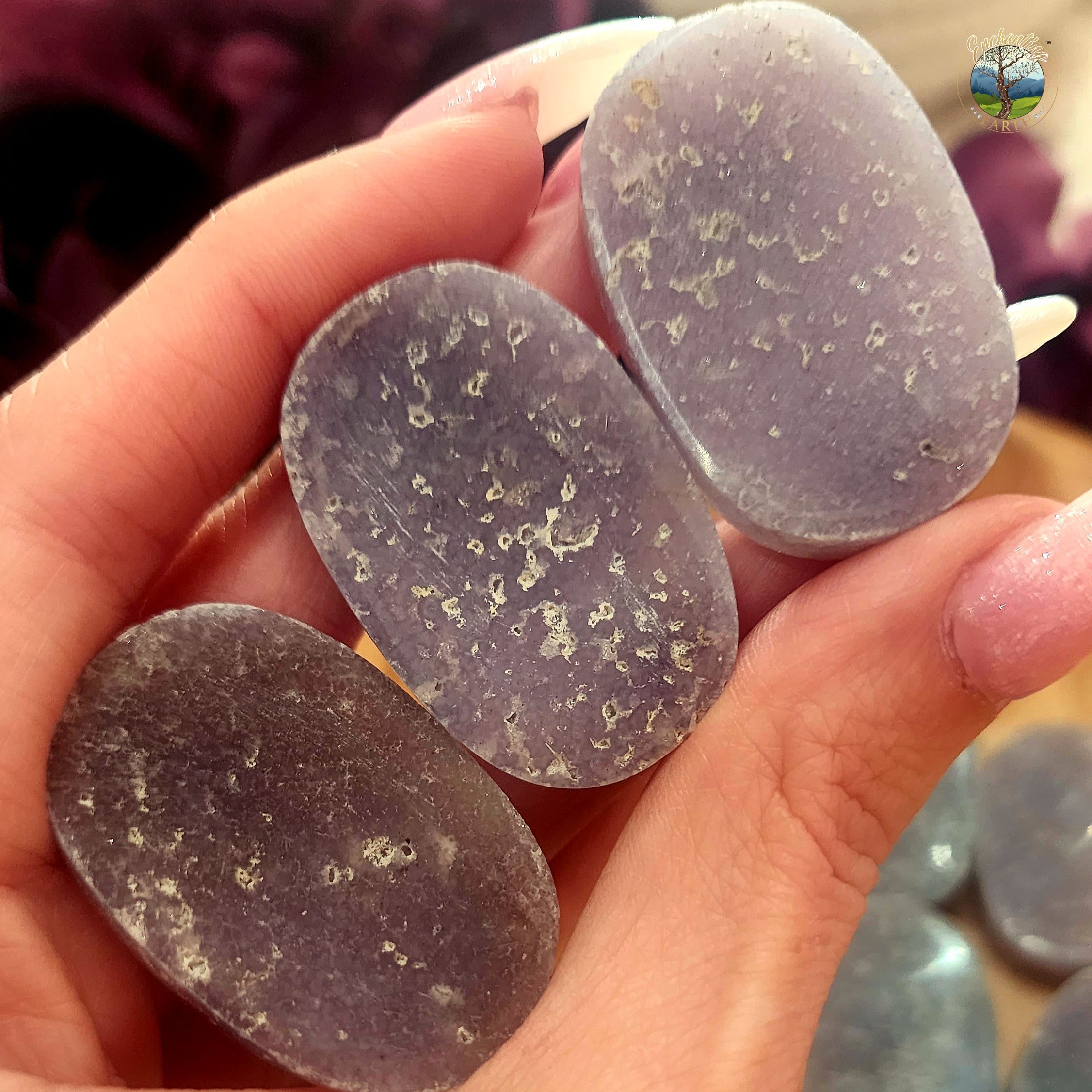 Grape Agate Purple Chalcedony Worry Stone for Dream Recall, Intuition and Meditation