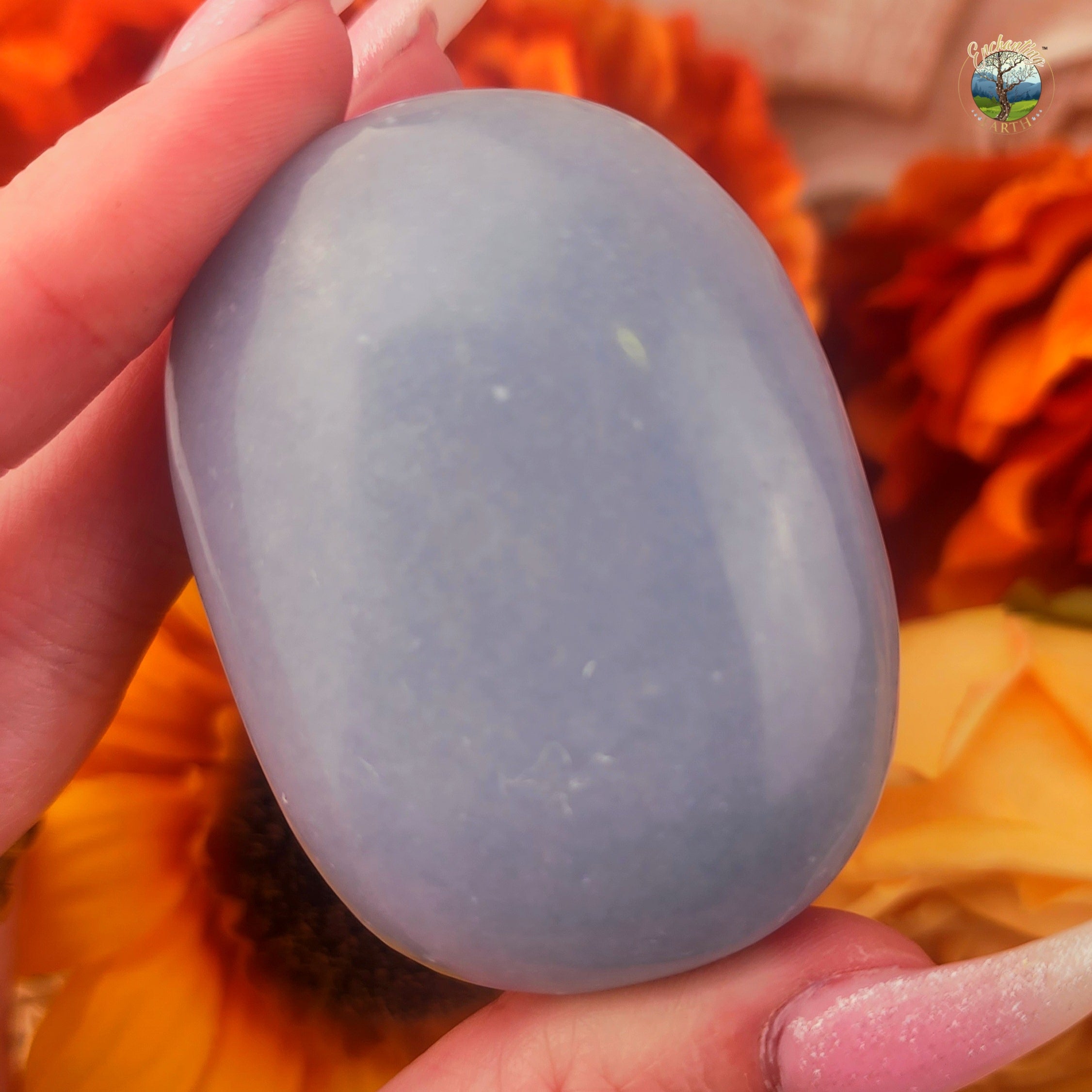 Angelite Palm Stone for Communication and Connection with Angels