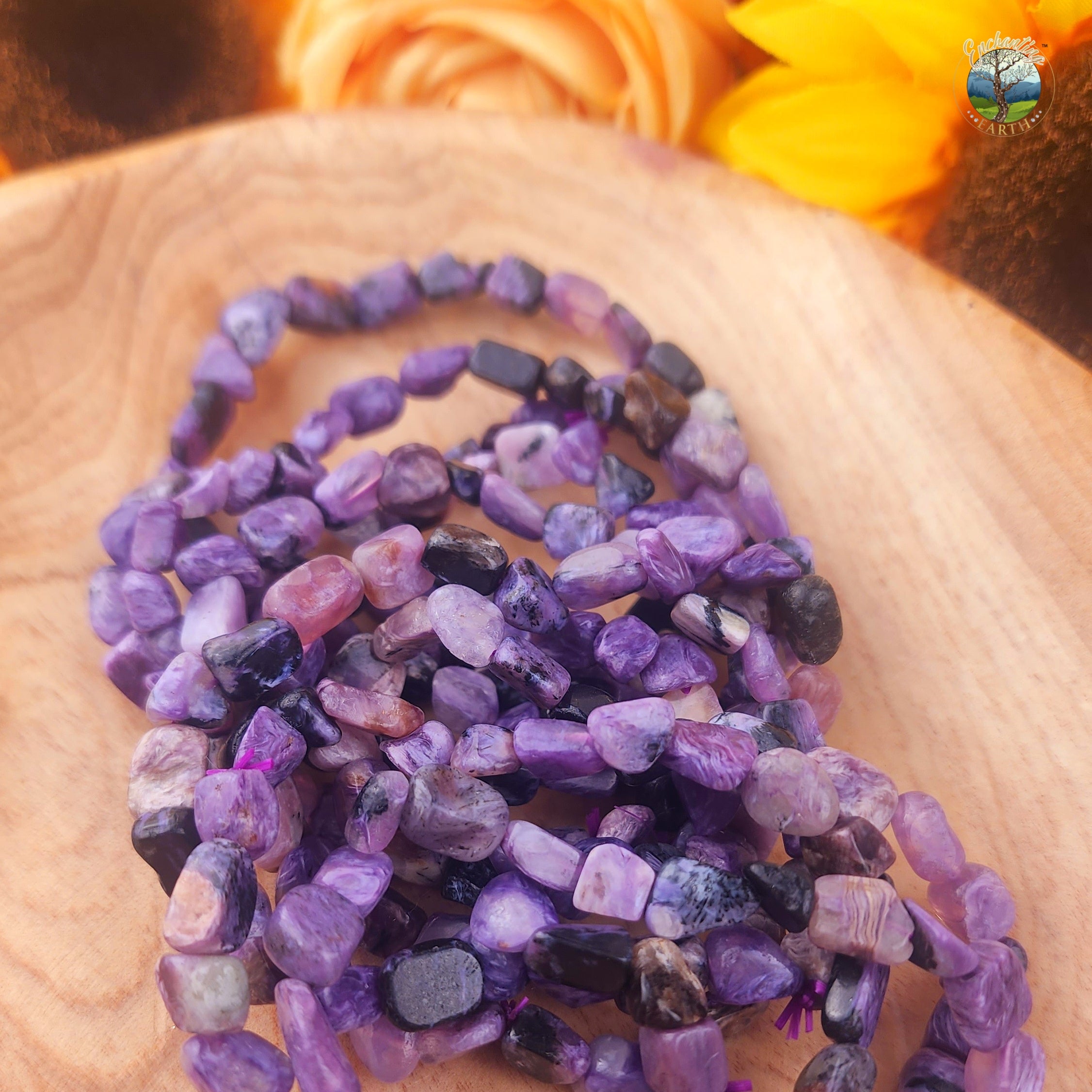 Charoite Chip Bracelet for Connection with Higher Realms and Intuition