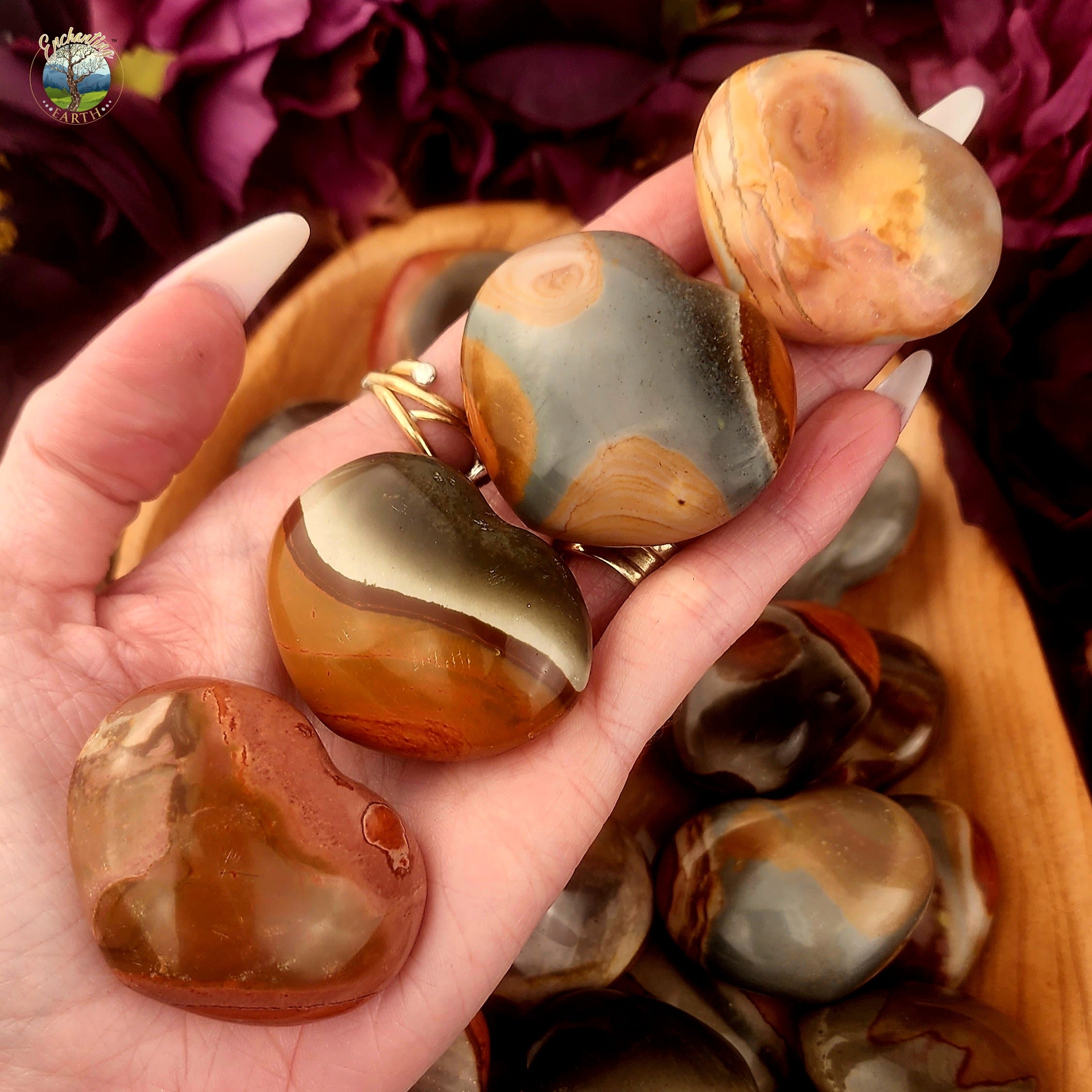 Polychrome Jasper Heart for Dream Recall, Optimism and Protection