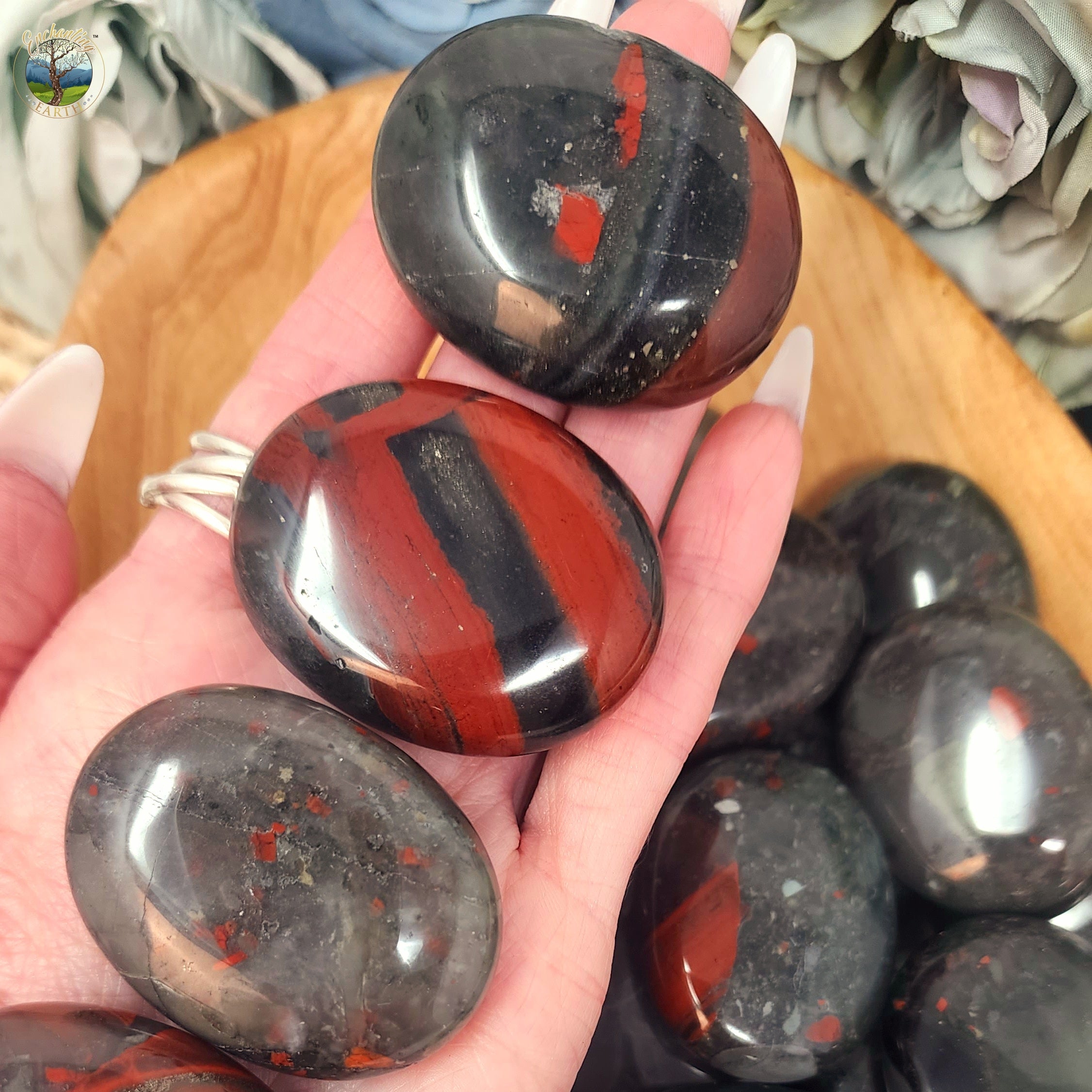 Bloodstone Palm Stone for Courage, Strength and Vitality