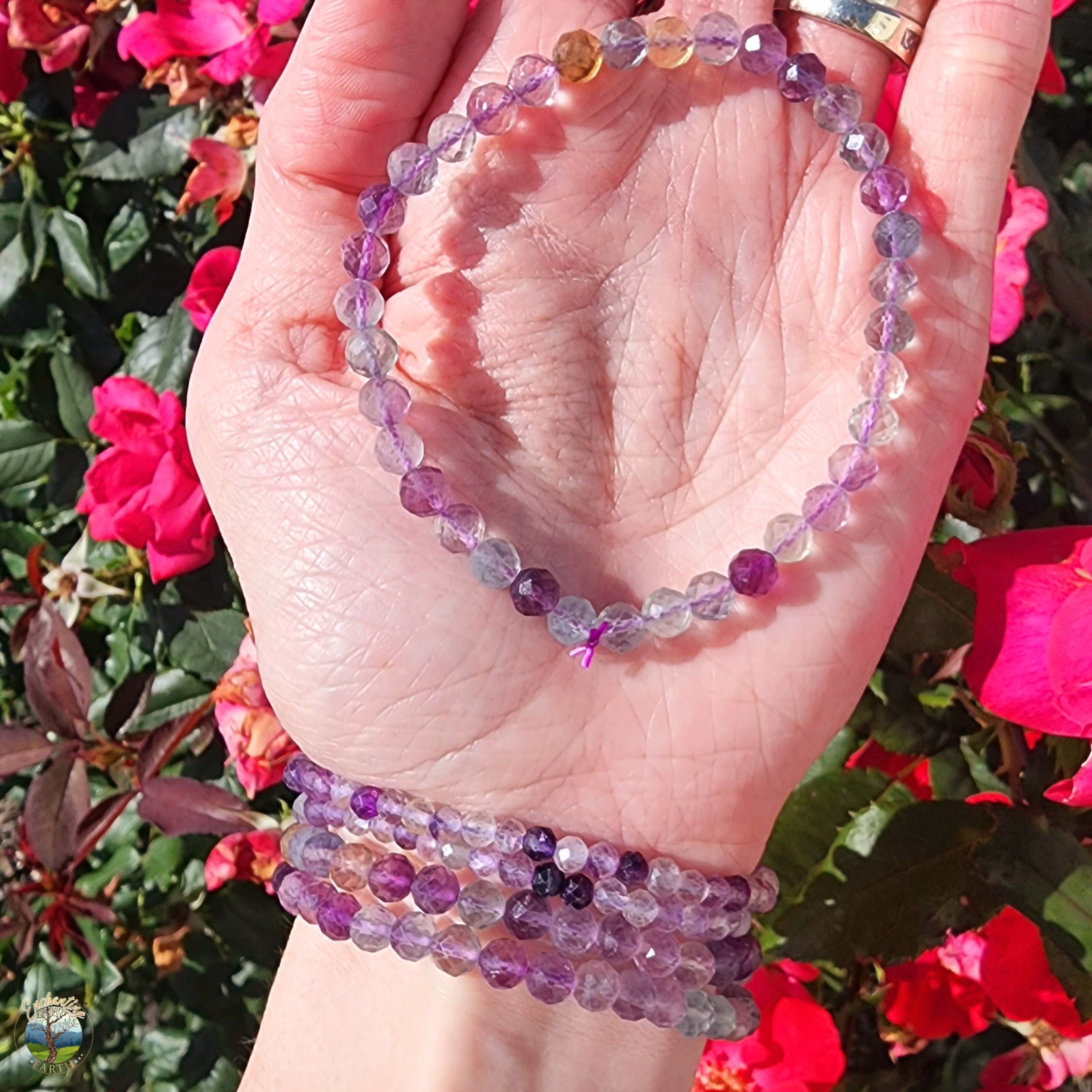Rainbow Fluorite Faceted Bracelet for Clarity, Focus and Memorization