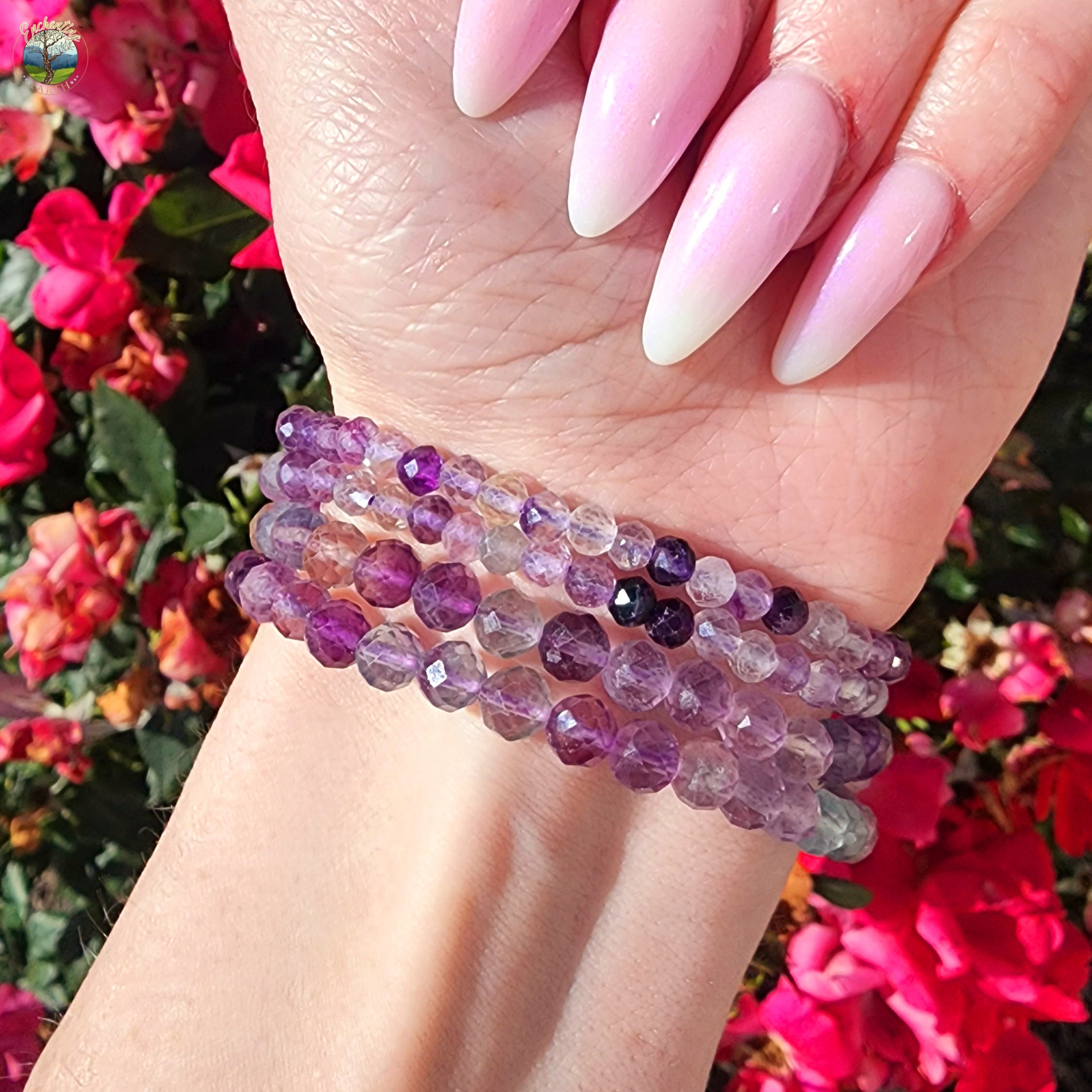 Rainbow Fluorite Faceted Bracelet for Clarity, Focus and Memorization