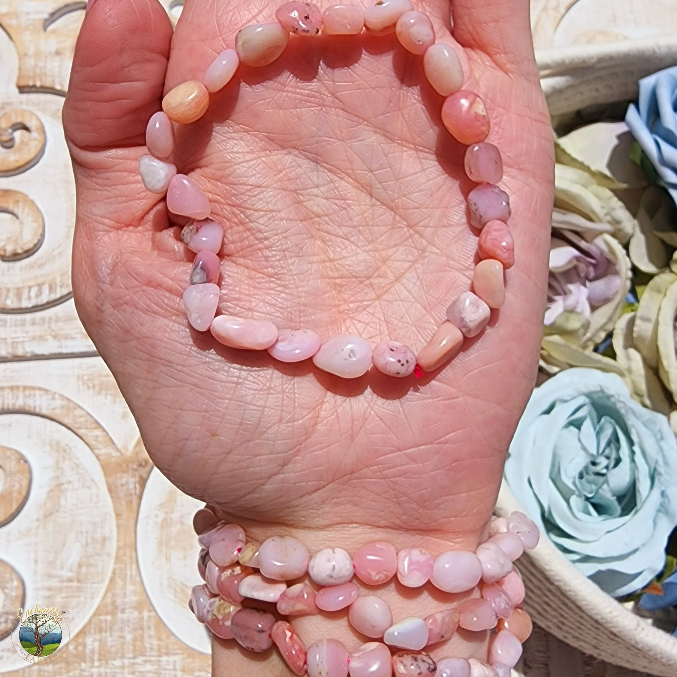 Peruvian Pink Opal Nugget Bracelet for Love, Romance & Tranquility
