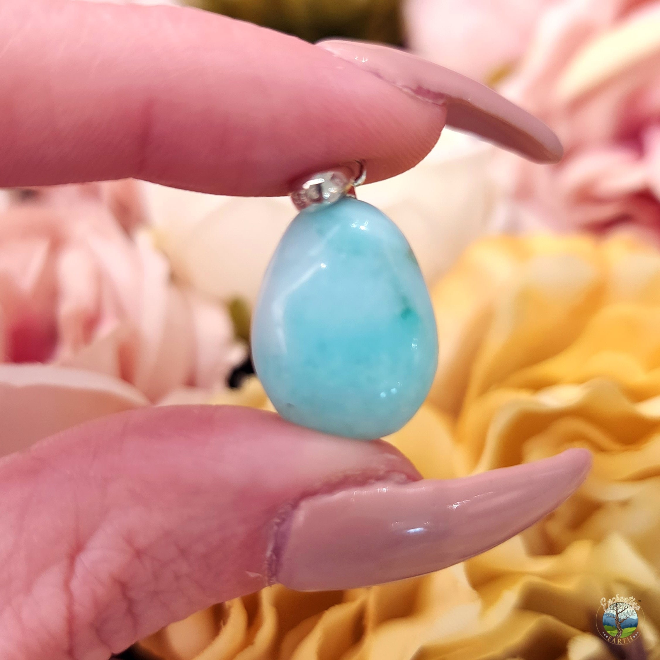 Blue Aragonite Pendant for Communication and Harmony