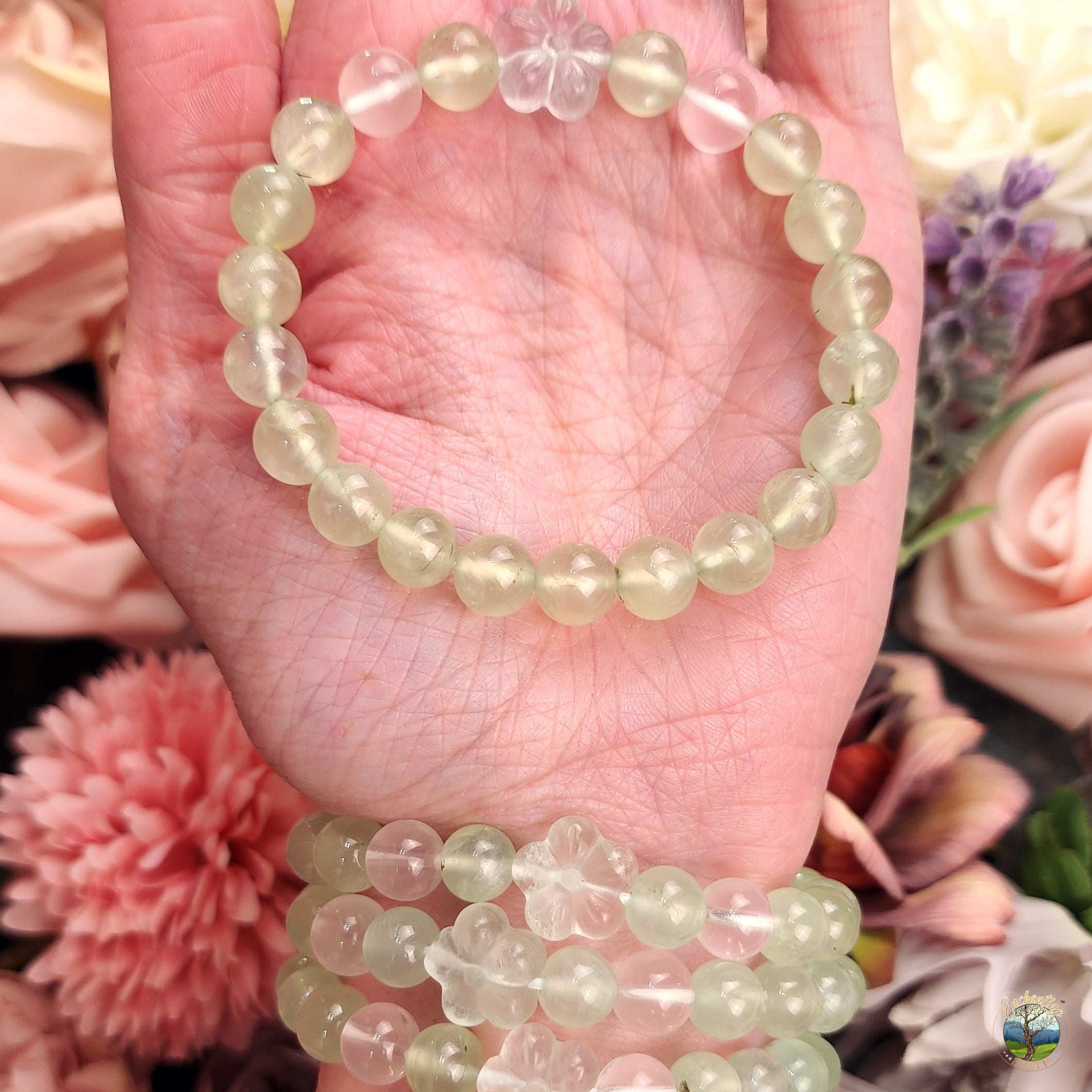 Prehnite Flower Bracelet for Peace & Support through Times of Change