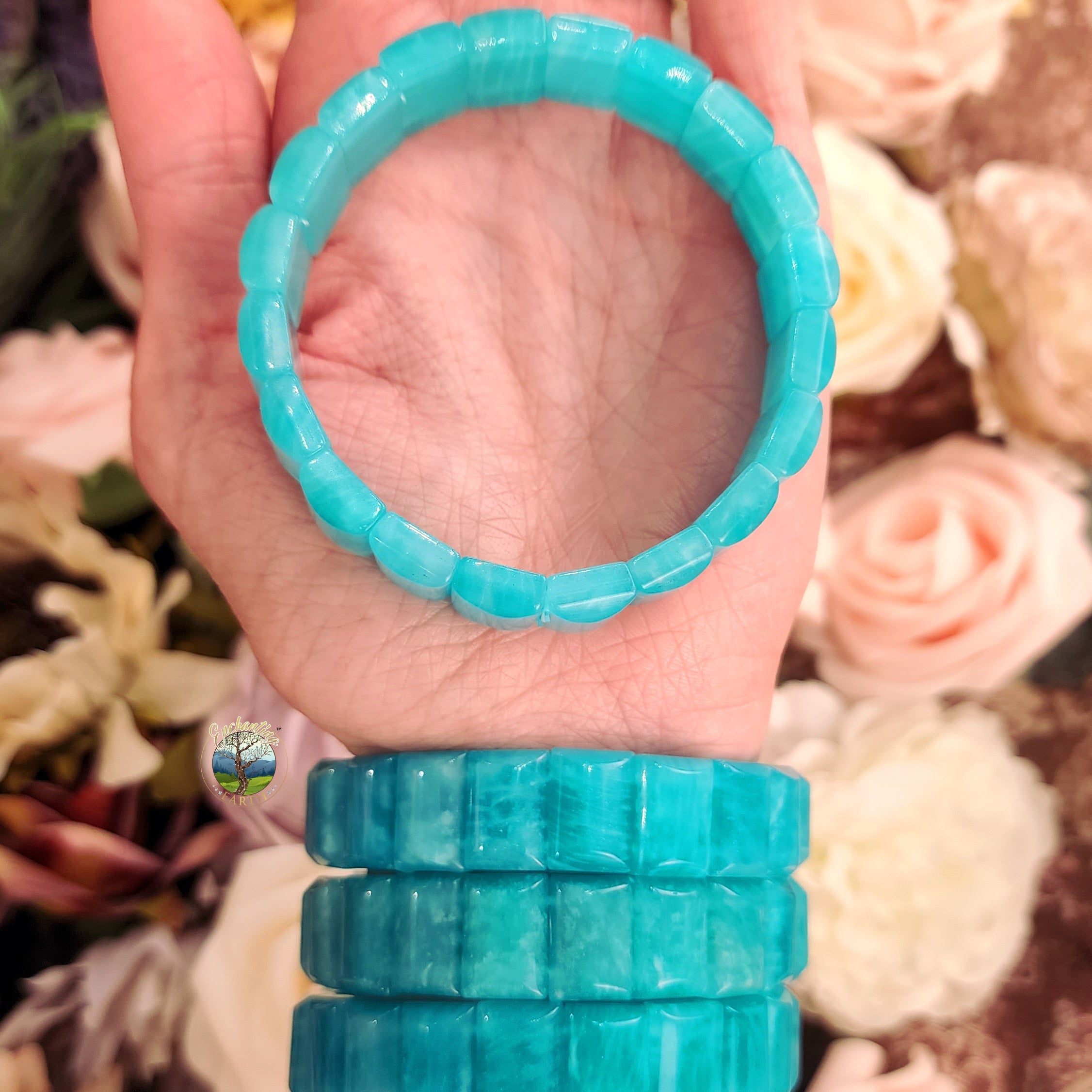 Amazonite Stretchy Bangle Bracelet (Gemmy, High Quality) for Speaking Your Truth