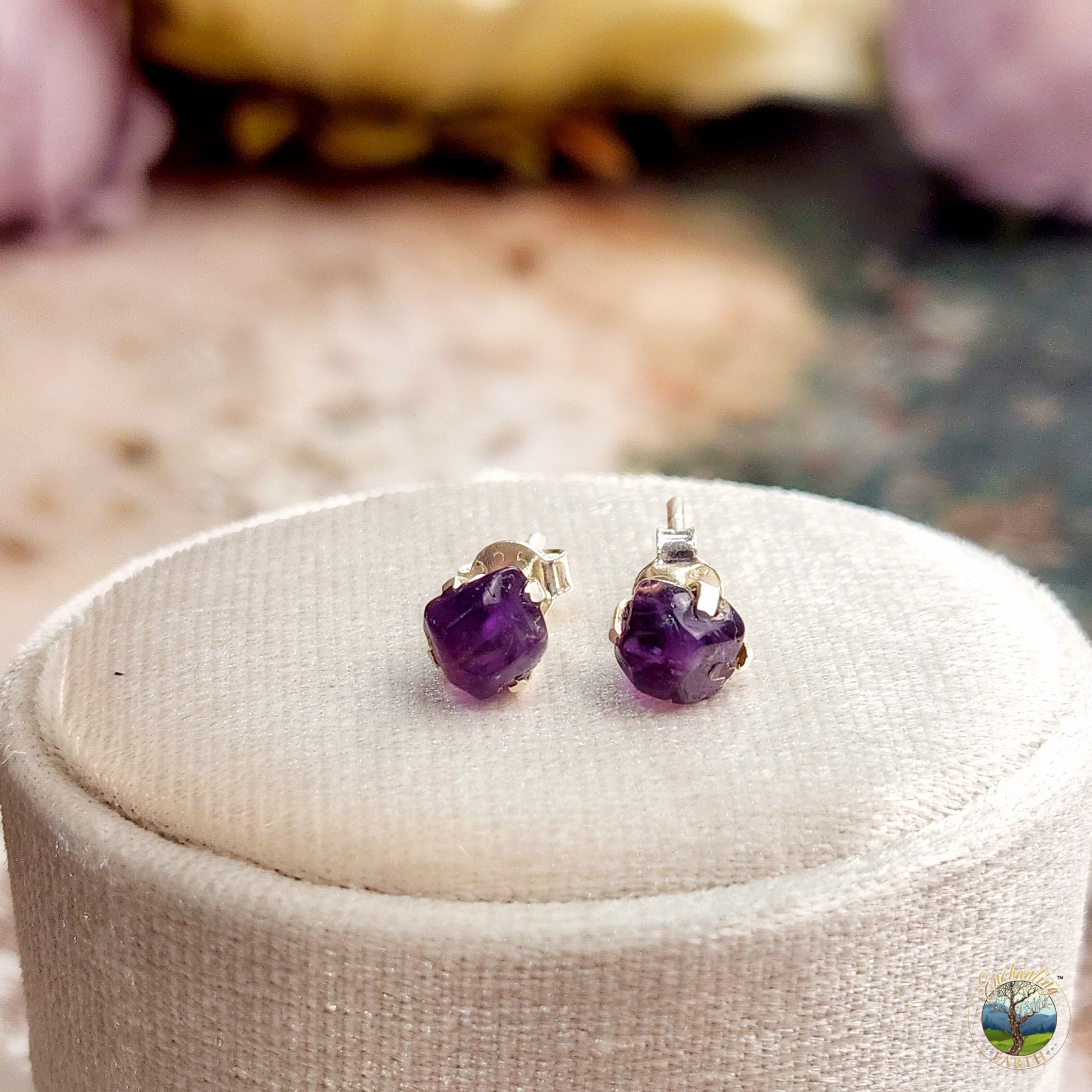 Amethyst Studs .925 Silver for Intuition and Divine Connection